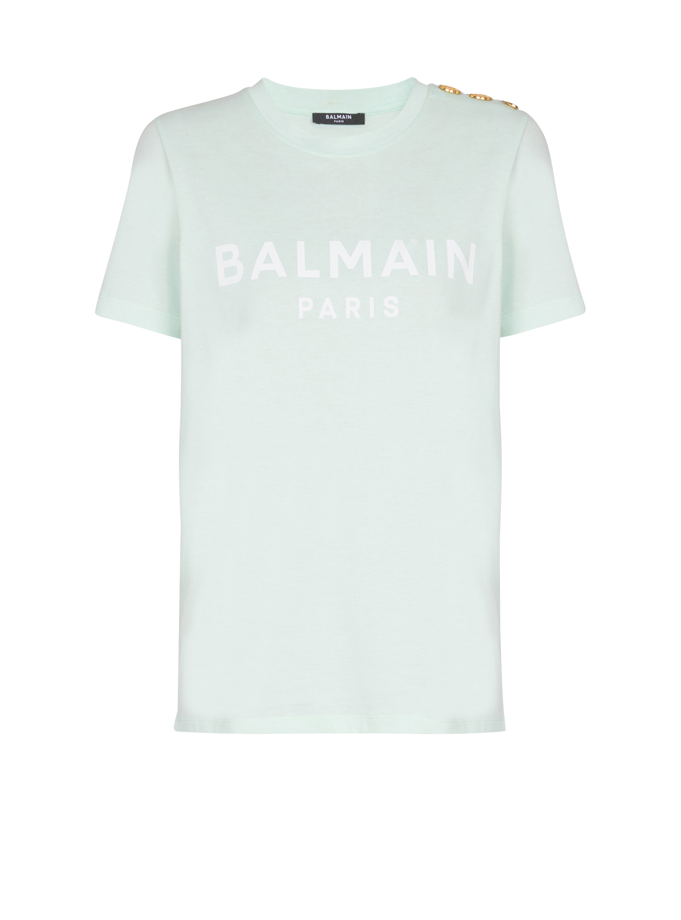 Balmain Women's Green - T-Shirt With Paris Print