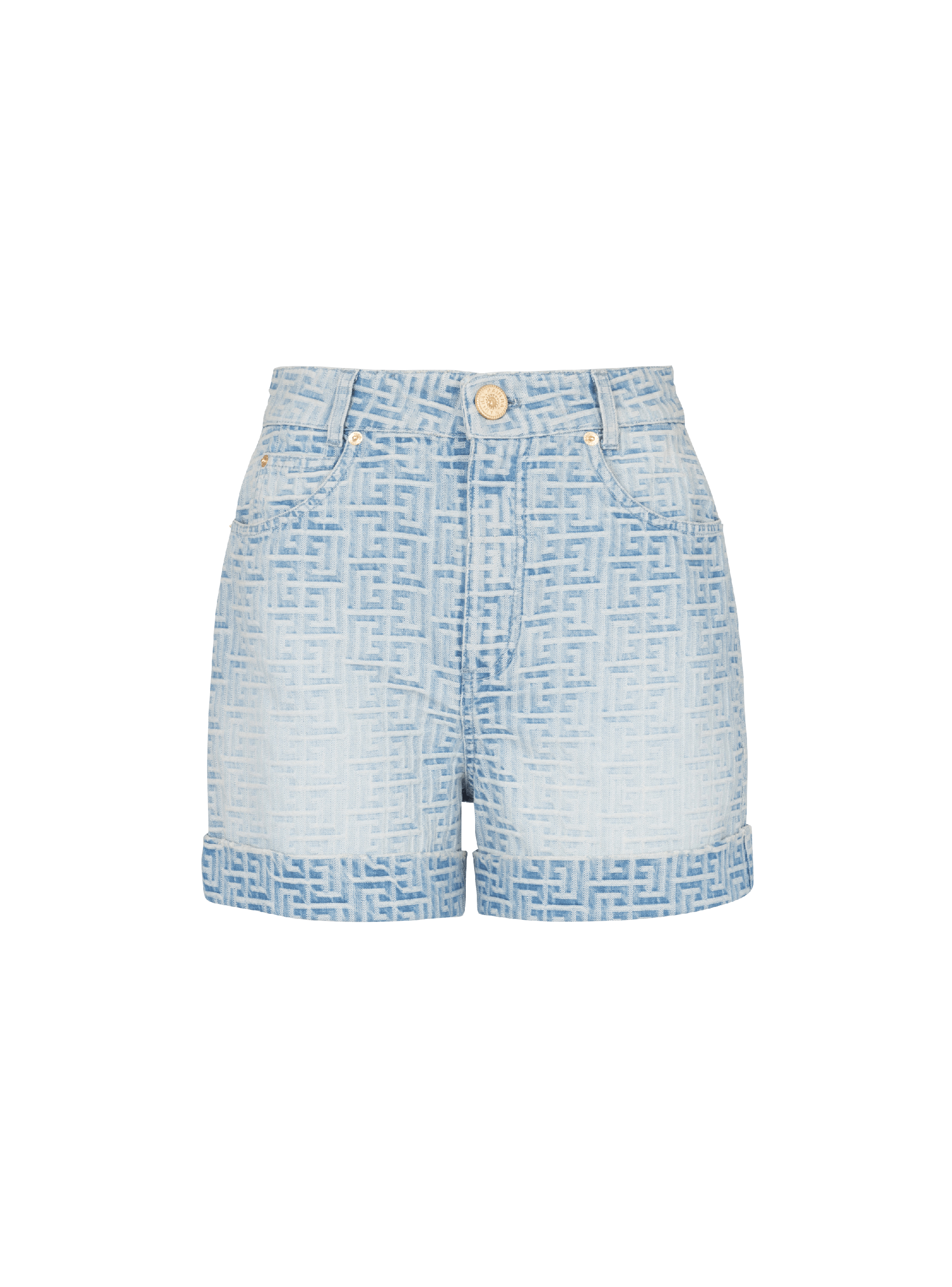 Balmain Women's Blue - Monogram Denim Short