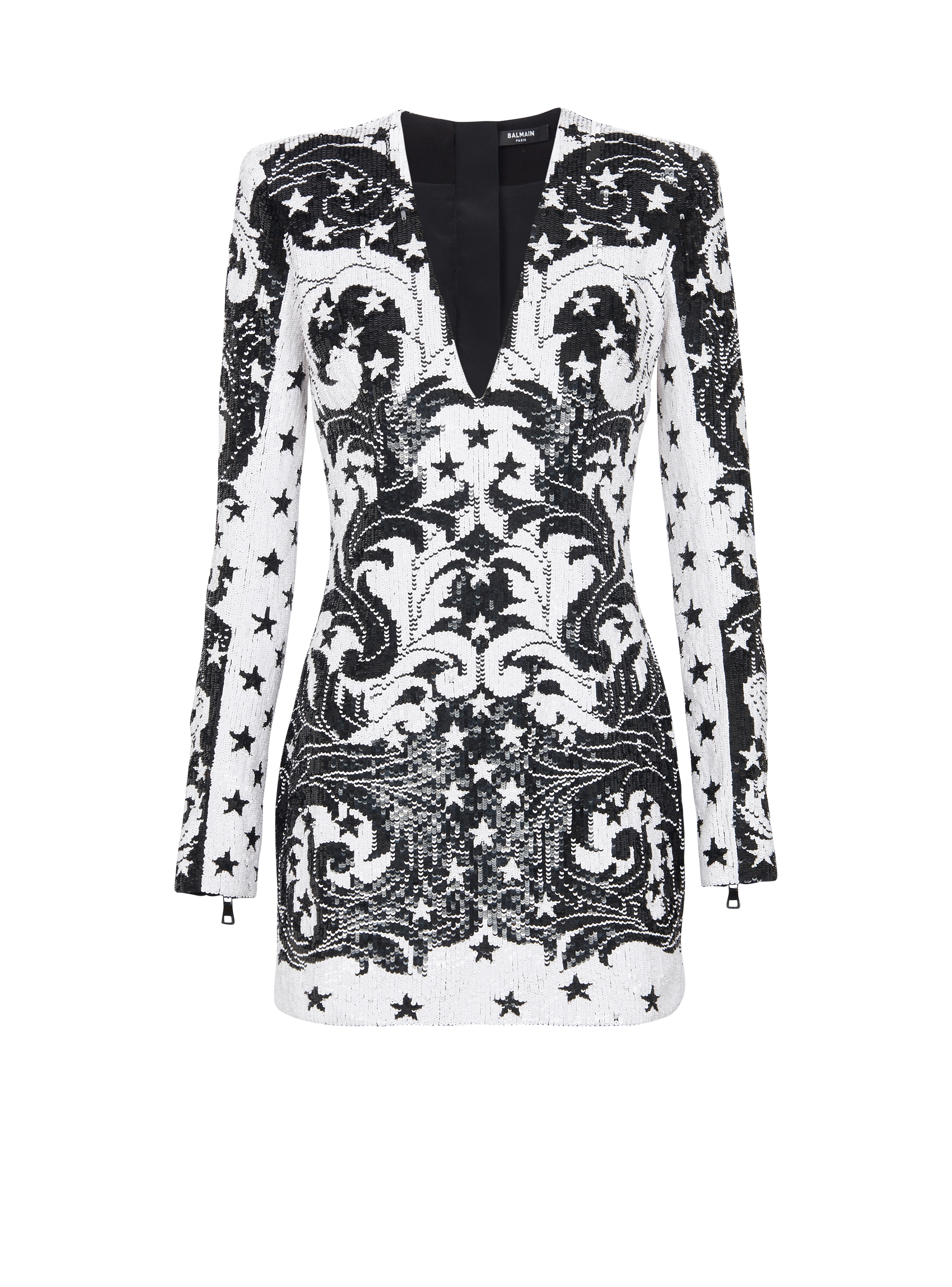Balmain Women's White - Embroidered Paisley And Star Short Dress