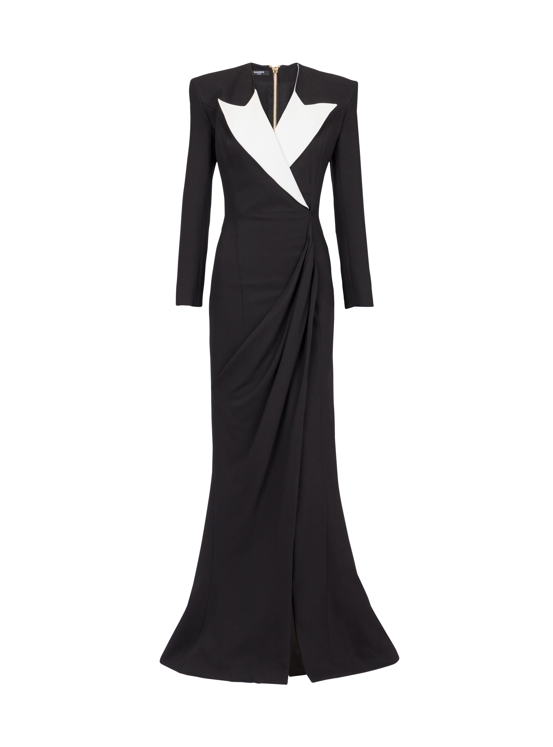 Balmain Structured Crepe Long Dress
