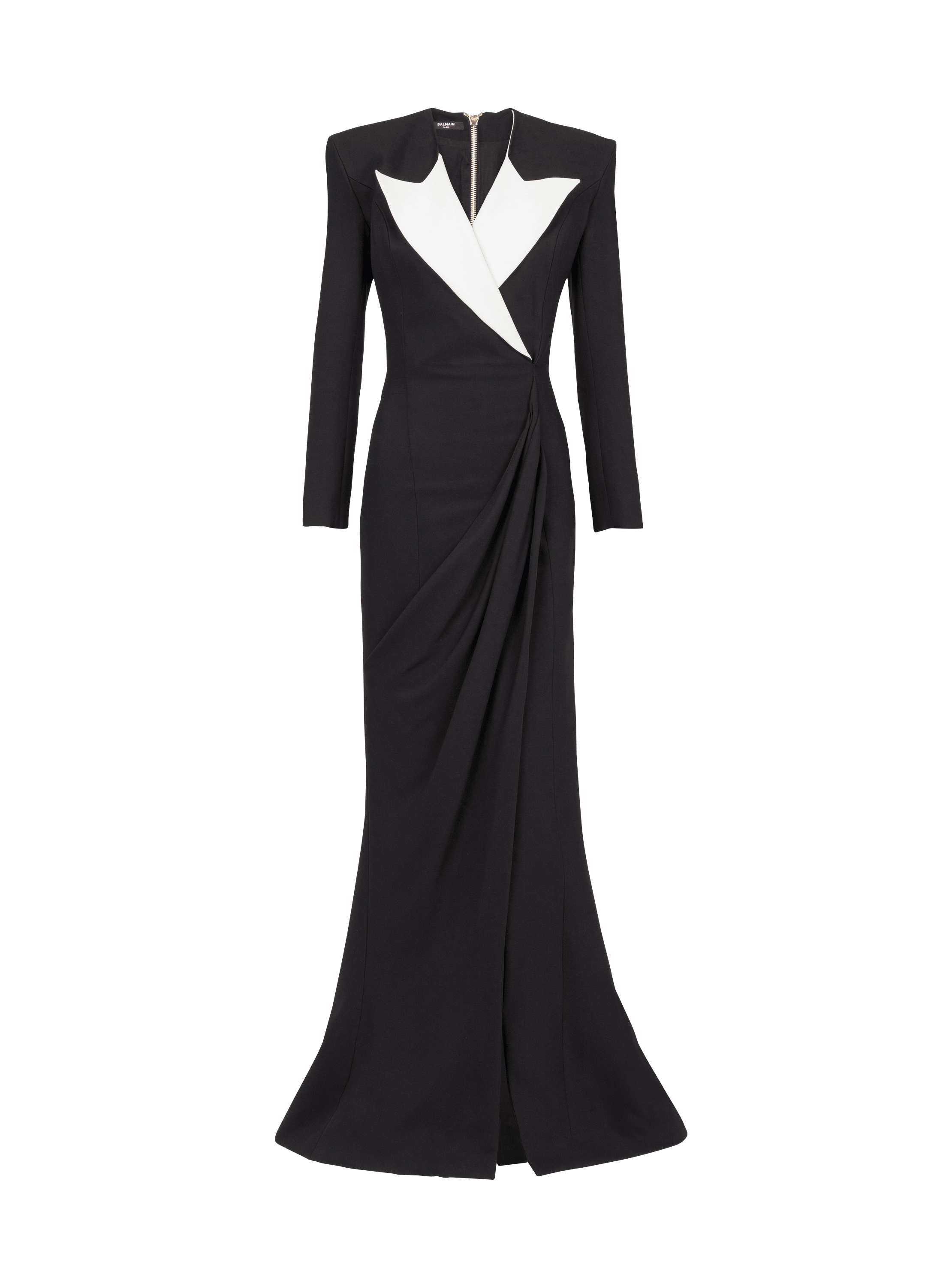 Balmain Women's Black - Structured Crepe Long Dress