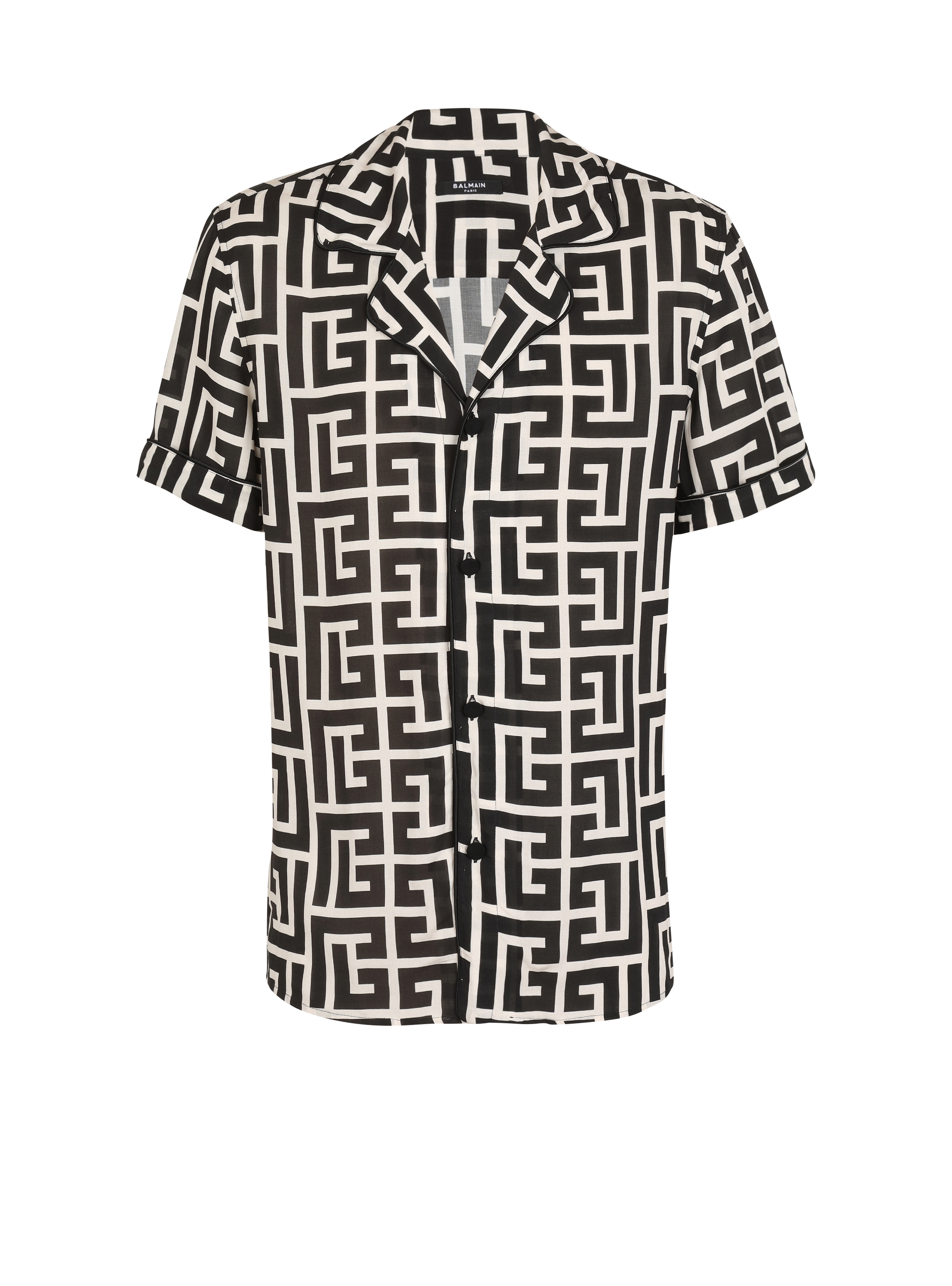 Balmain Men's Black - Monogram-Printed Shirt
