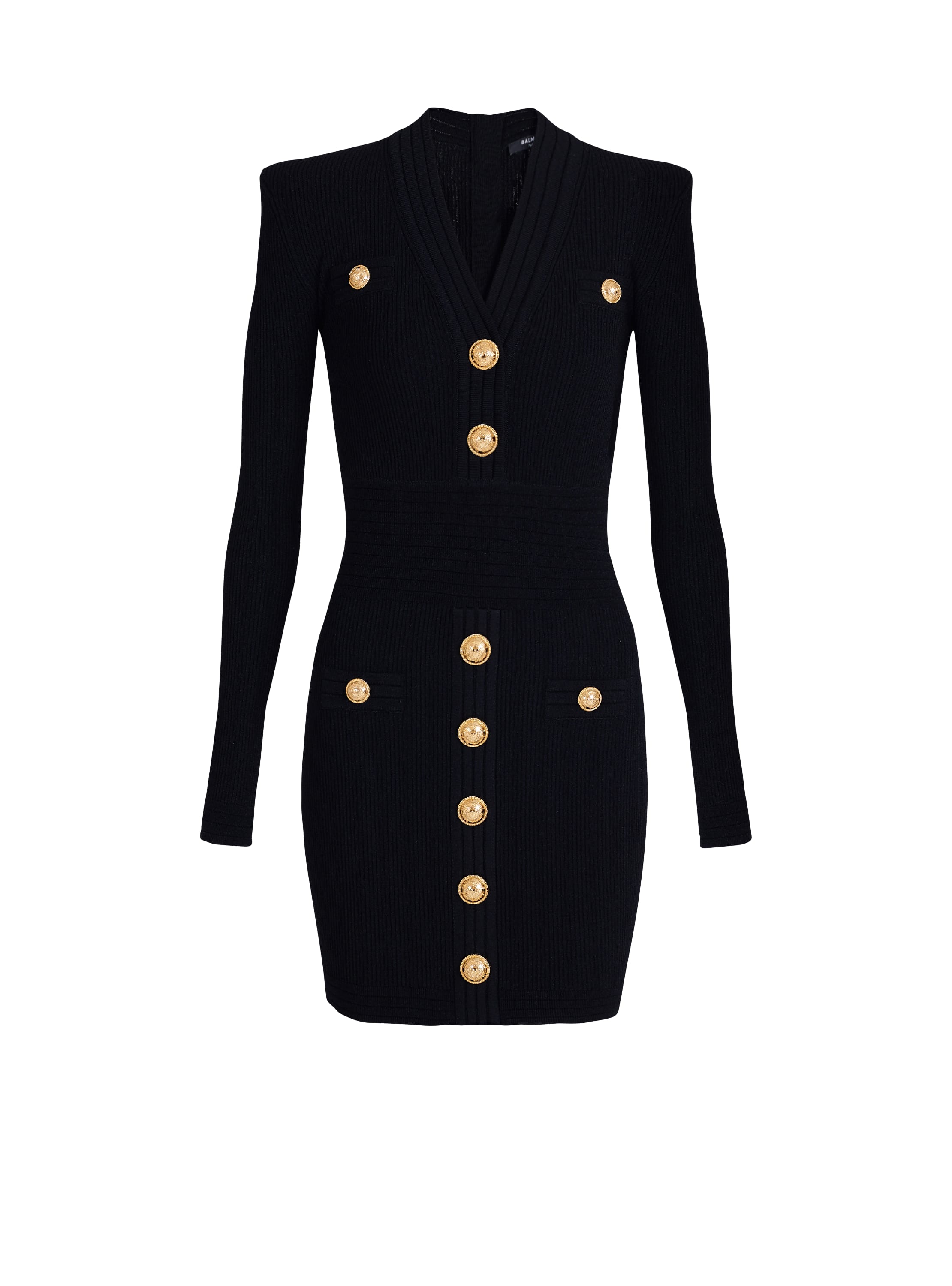 Balmain Short knitted dress with gold buttons