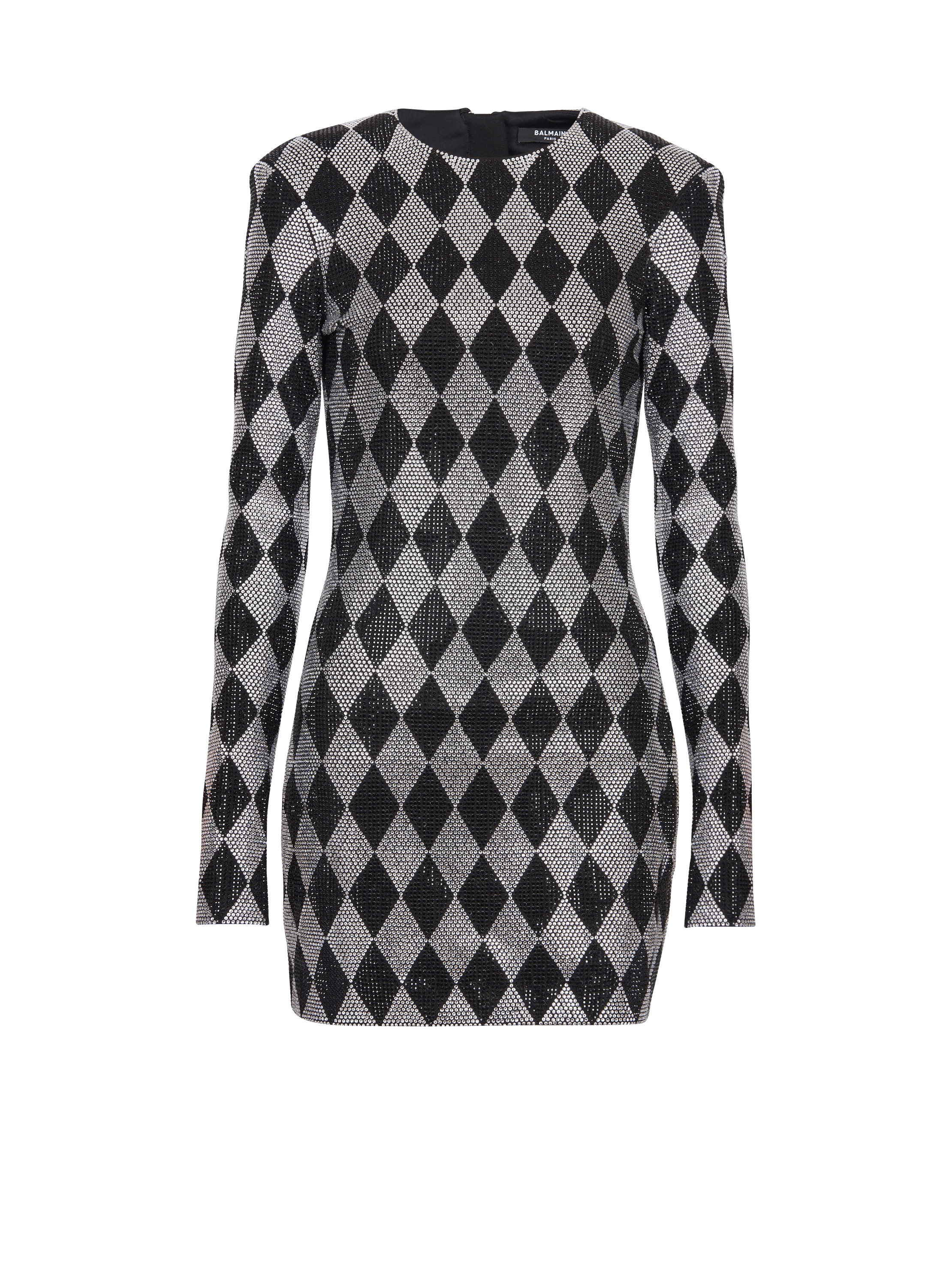 Balmain Women's Black - Short Diamond Rhinestone Dress