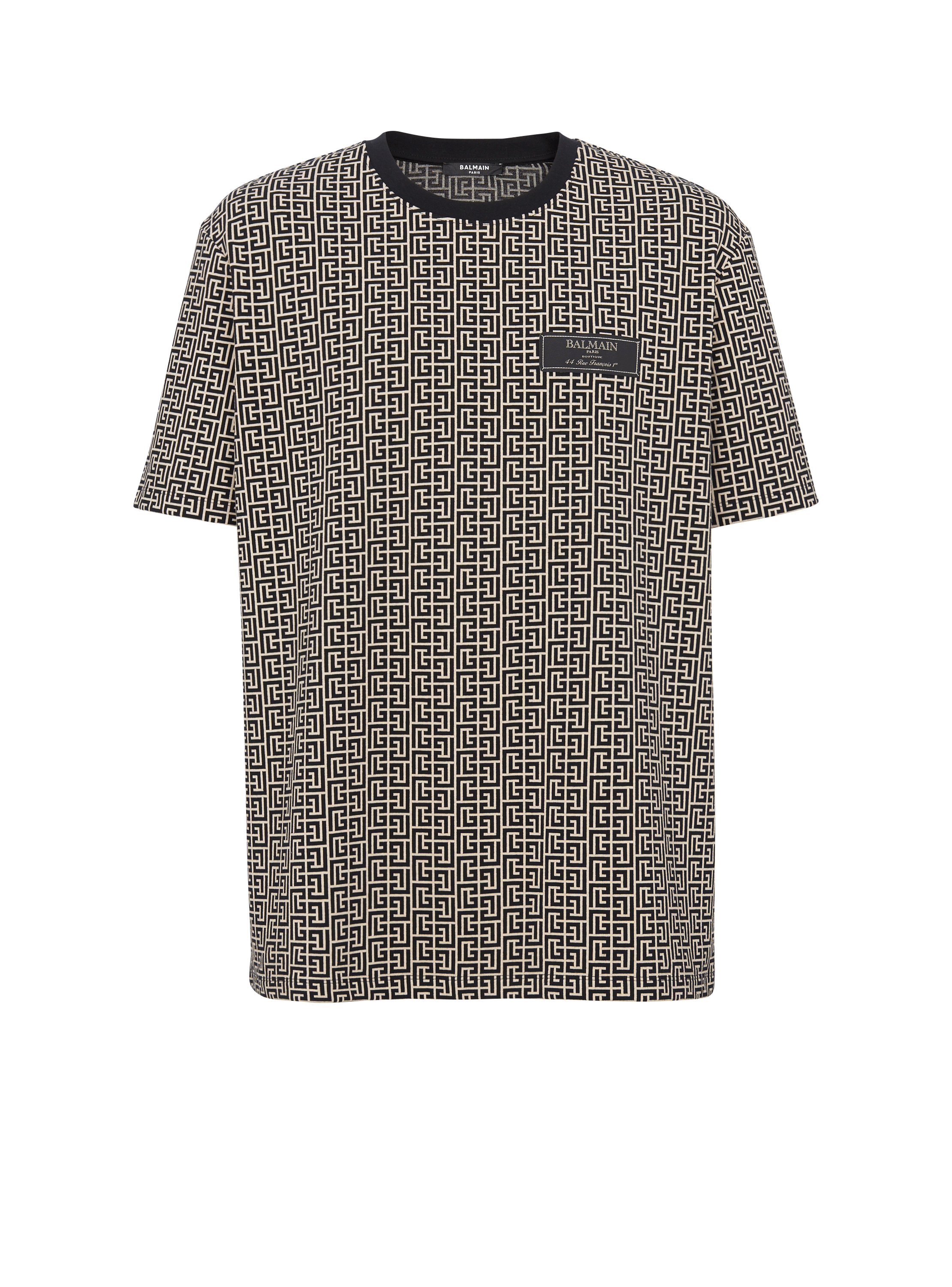 Balmain Men's Black - Pb Labyrinth Jacquard T-Shirt