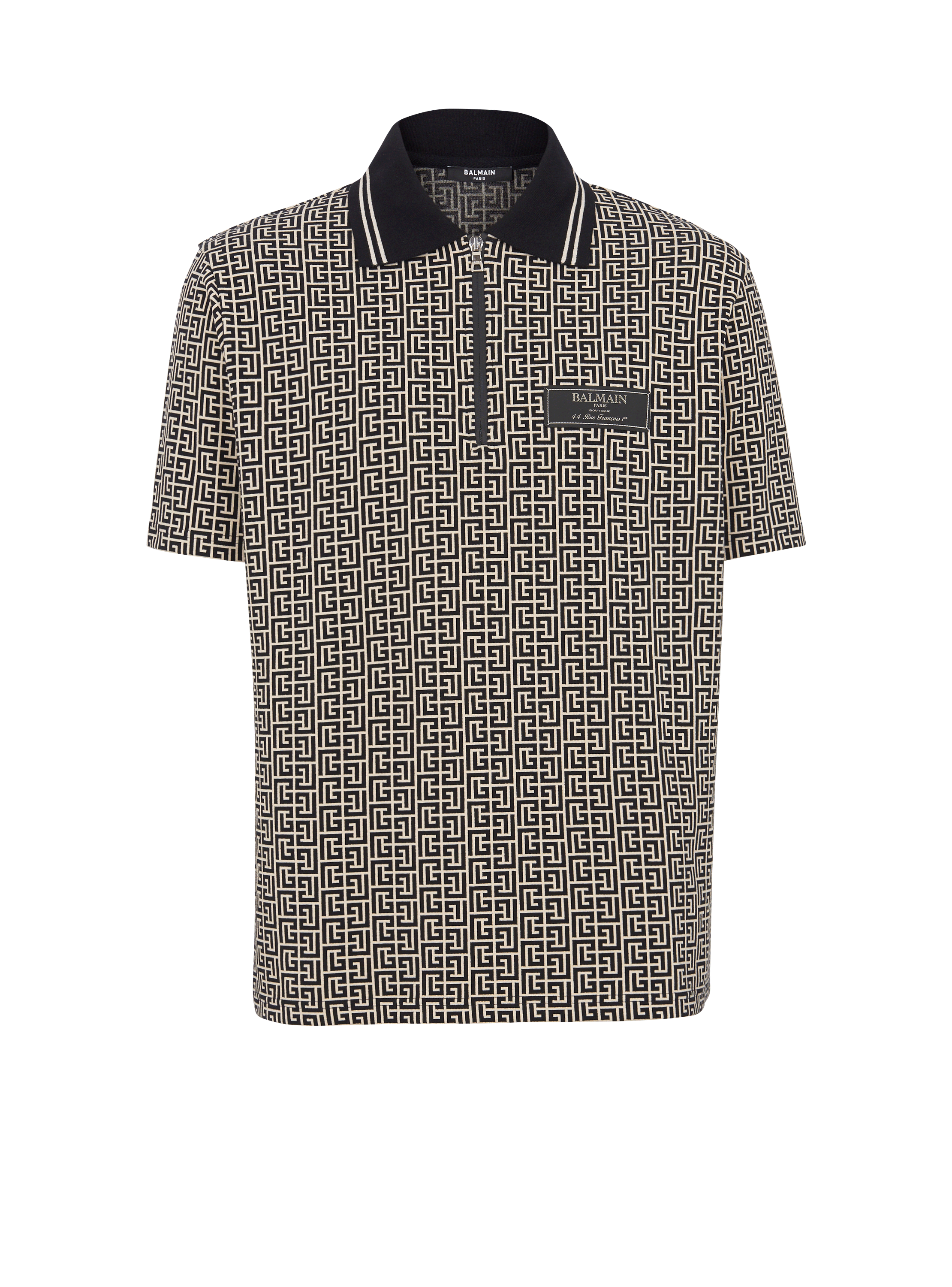 Balmain Men's Black - Pb Labyrinth Jacquard Polo Shirt