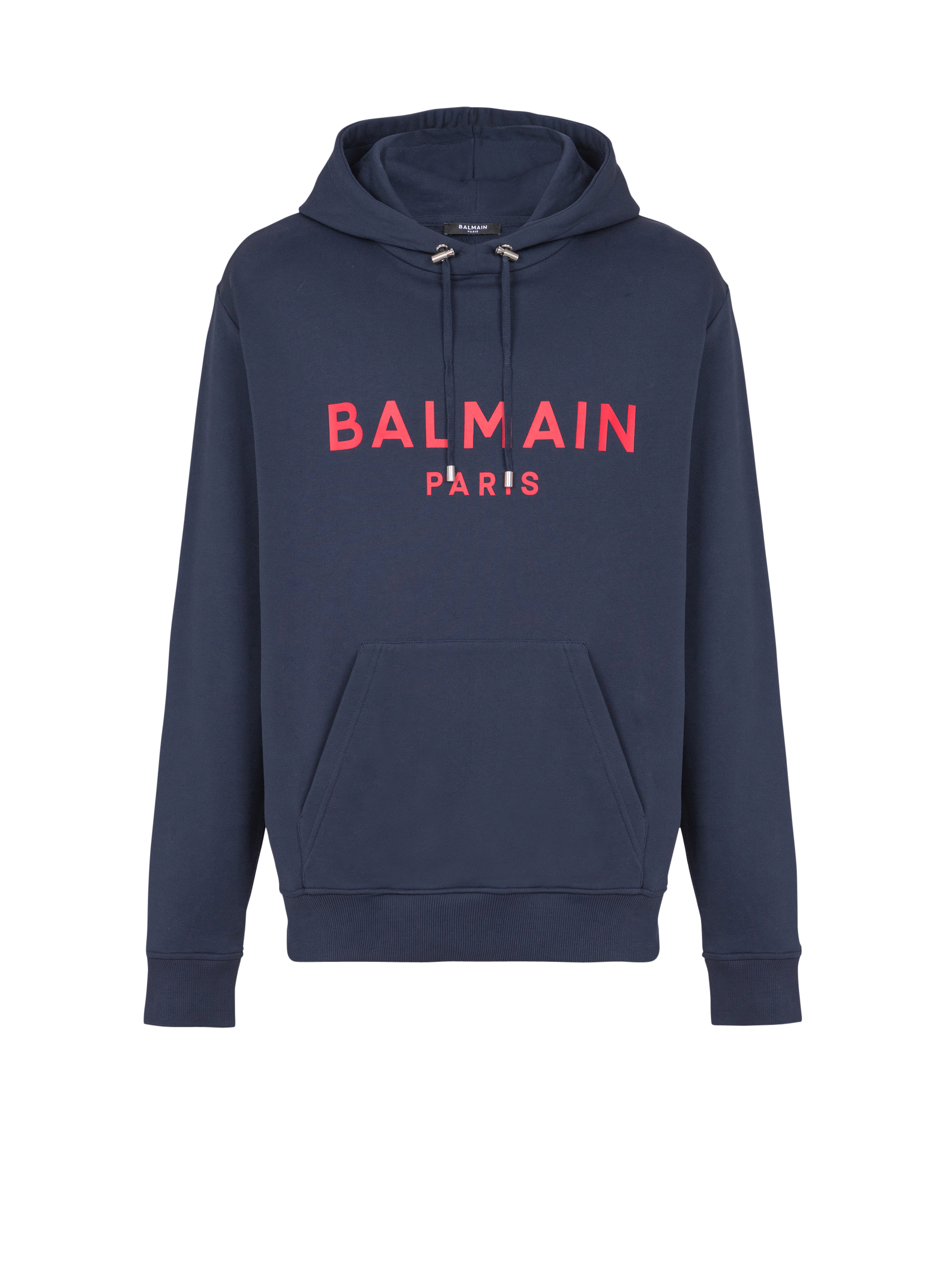 Balmain Men's Navy - Printed Paris Hoodie