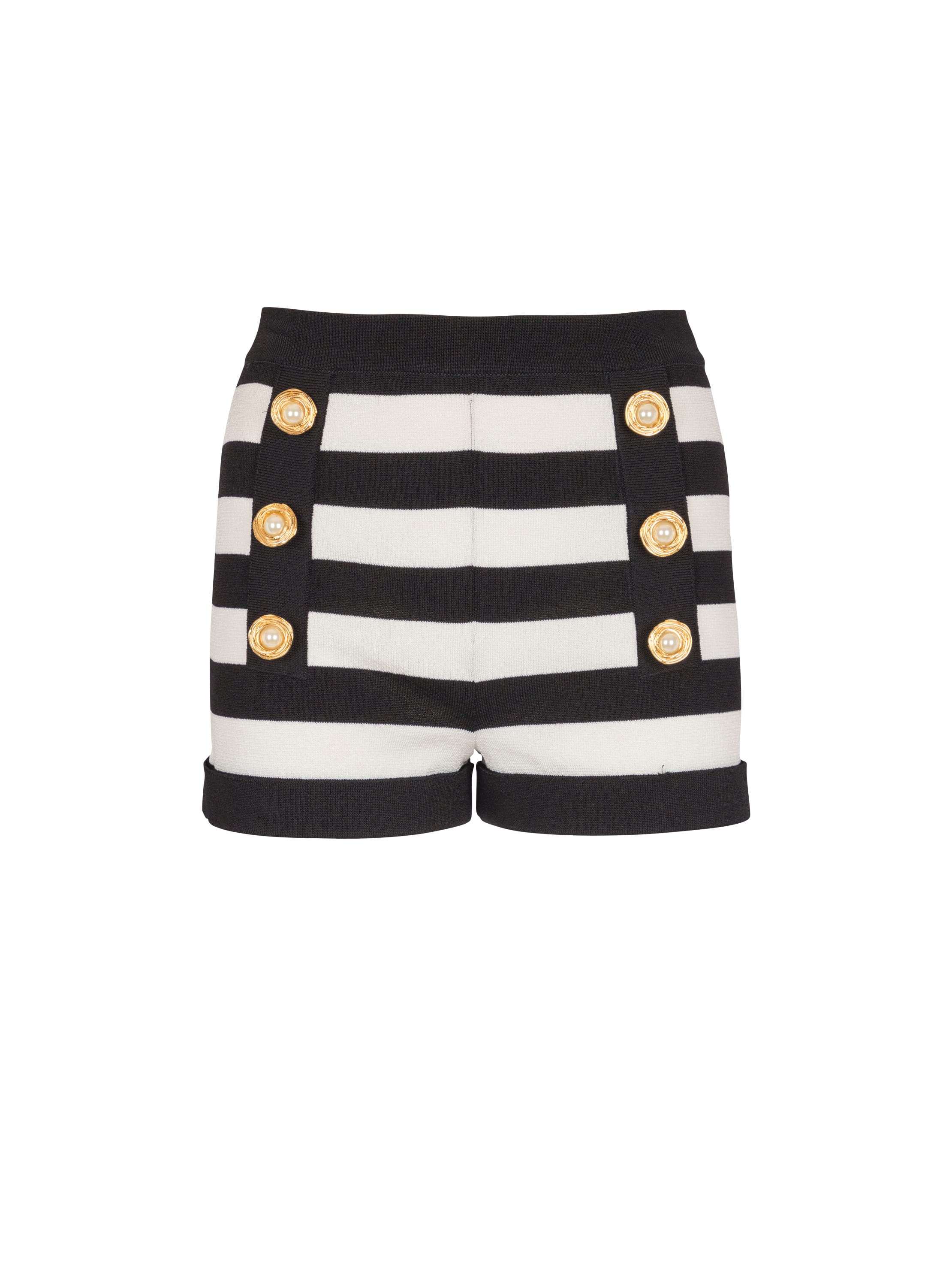 Balmain Marinière Knit Shorts In Black