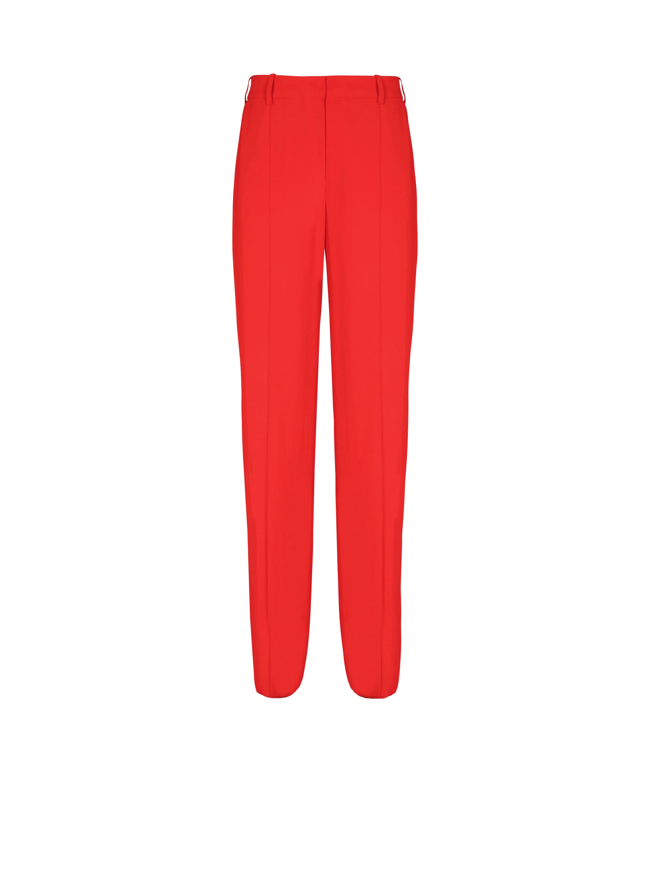 Balmain Crepe Straight-leg Tailored Trousers In Red