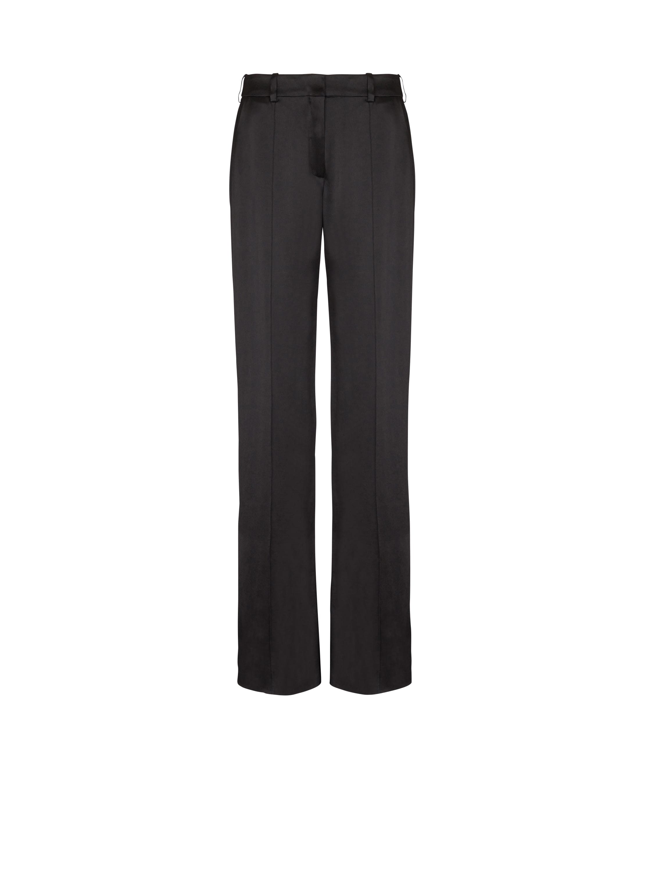 Balmain Straight-leg Tailored Satin Trousers In Black