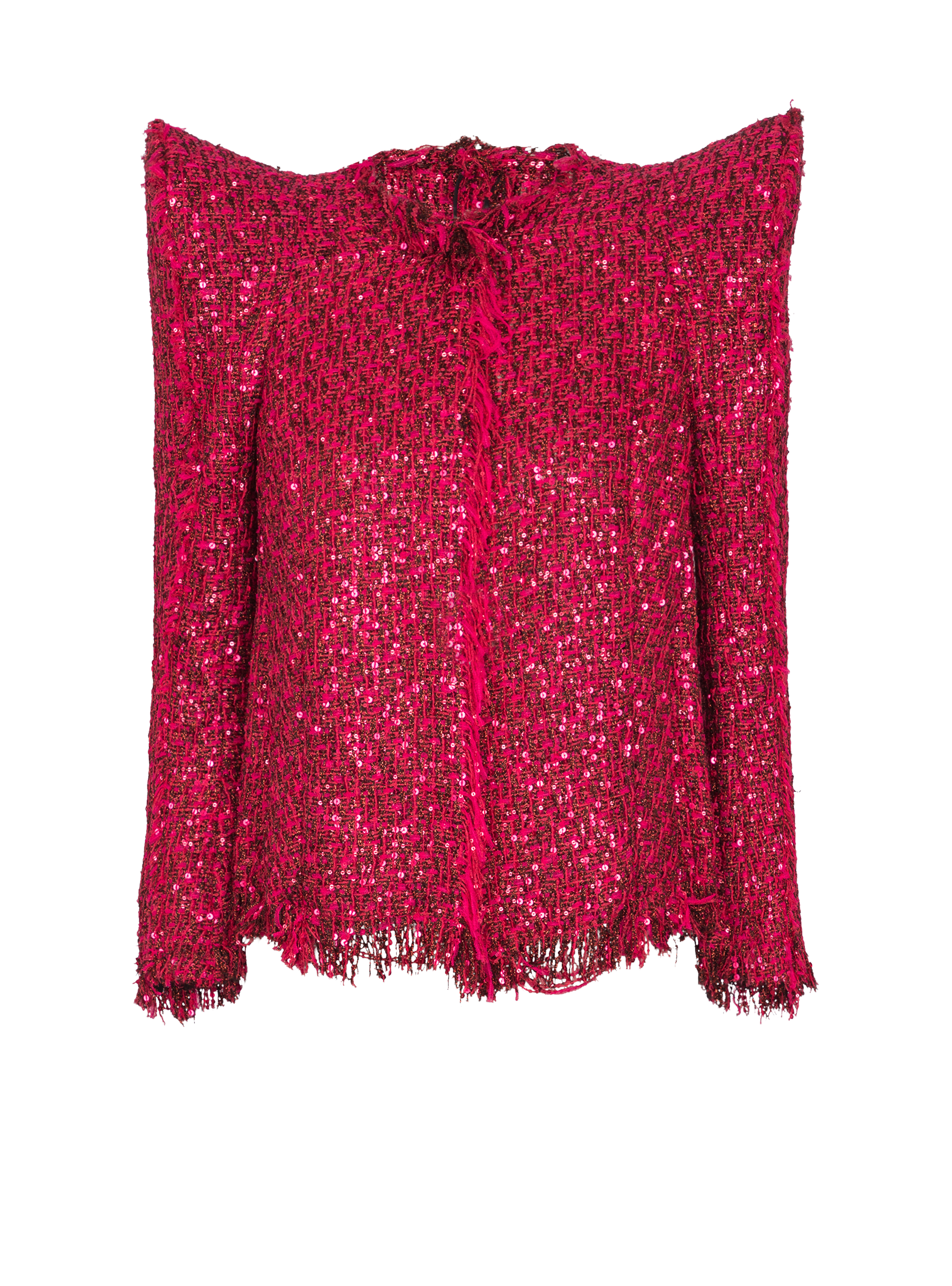 Balmain Women's Pink - Edge-To-Edge Sequin Tweed Jacket
