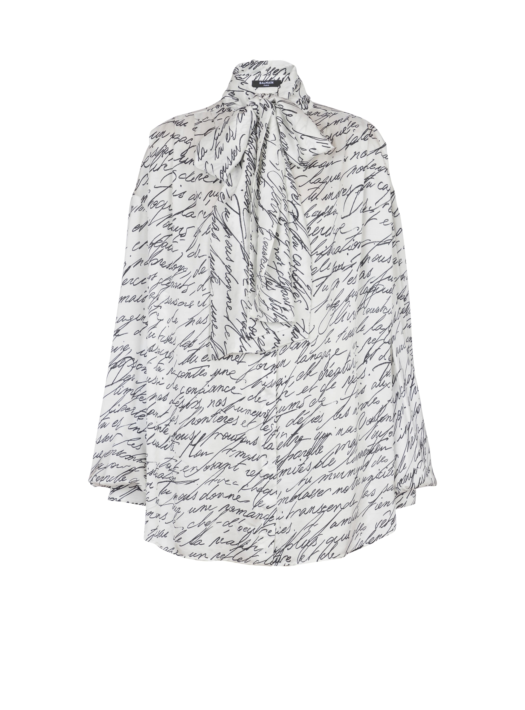 Balmain Pussy-bow Shirt With "love Letter" Print In White