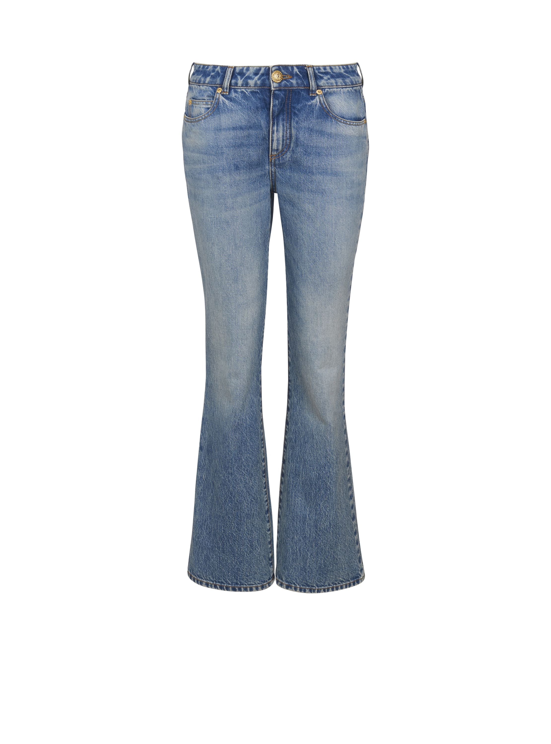 Balmain Flared Denim Jeans In Blue
