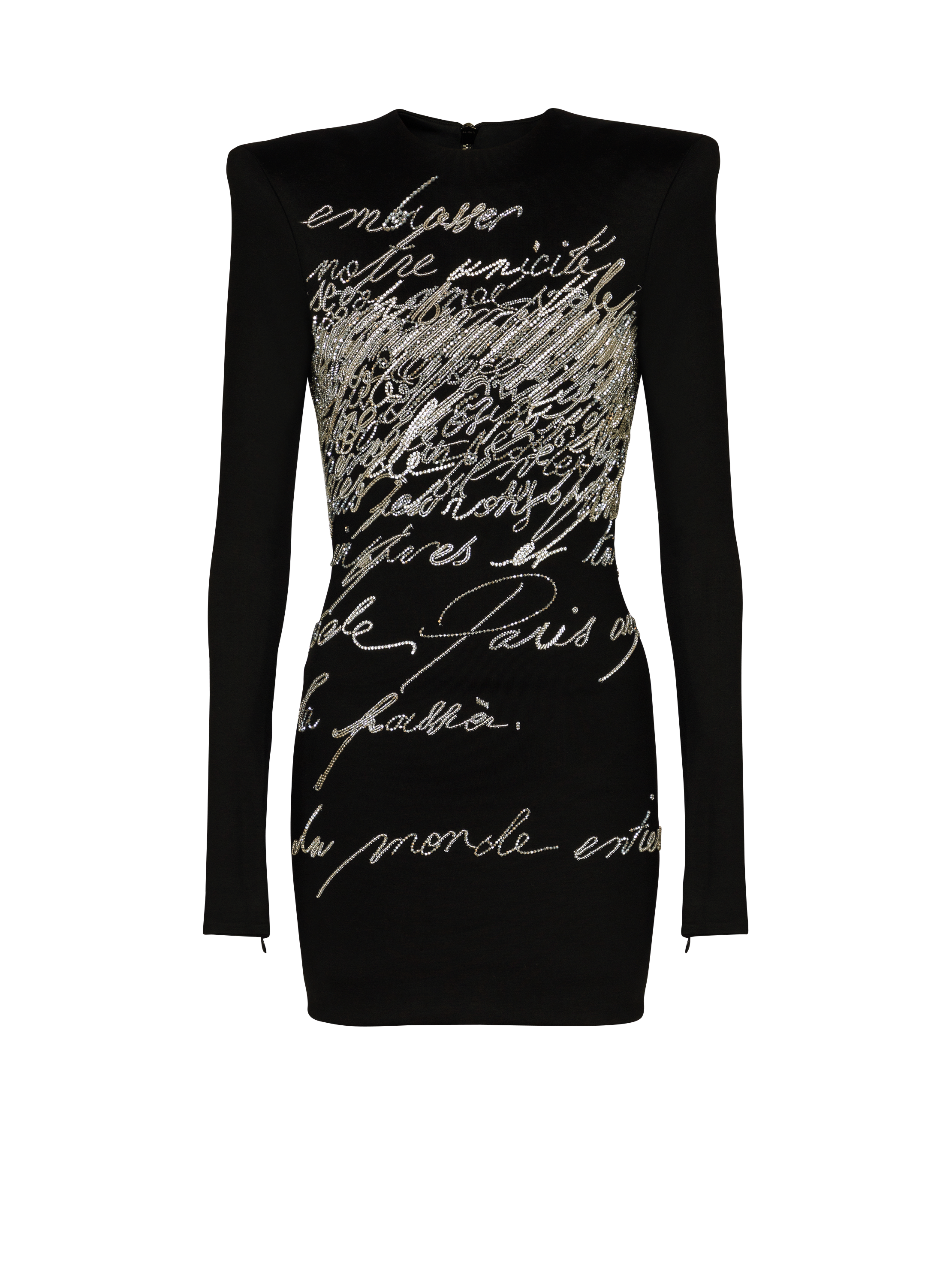 Balmain Women's Black - Short Dress With "Love Letter" Embroidery