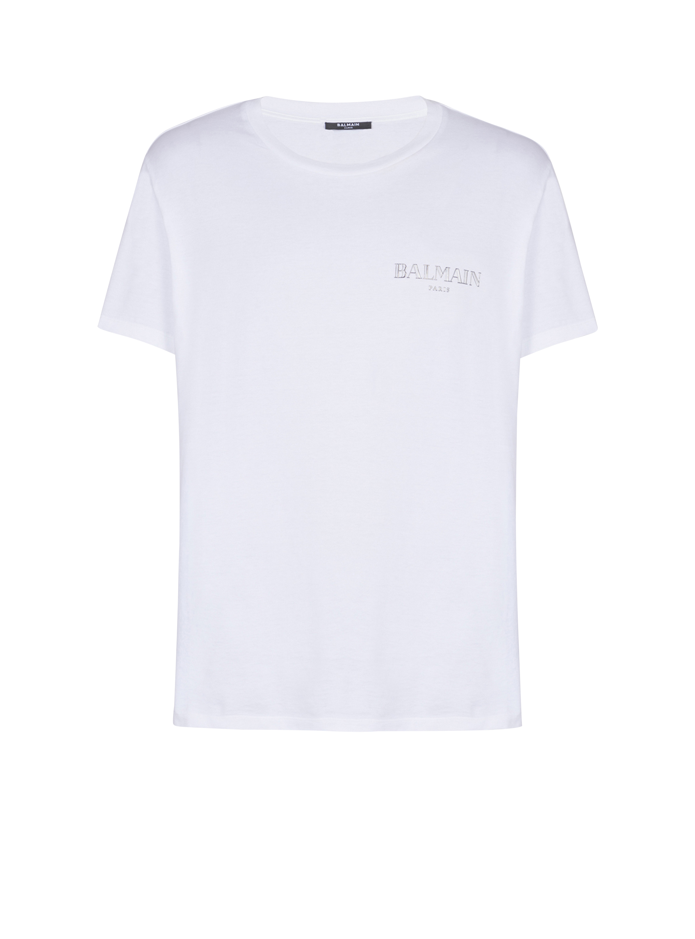 Balmain Men's White - T-Shirt With Vintage Gel Logo