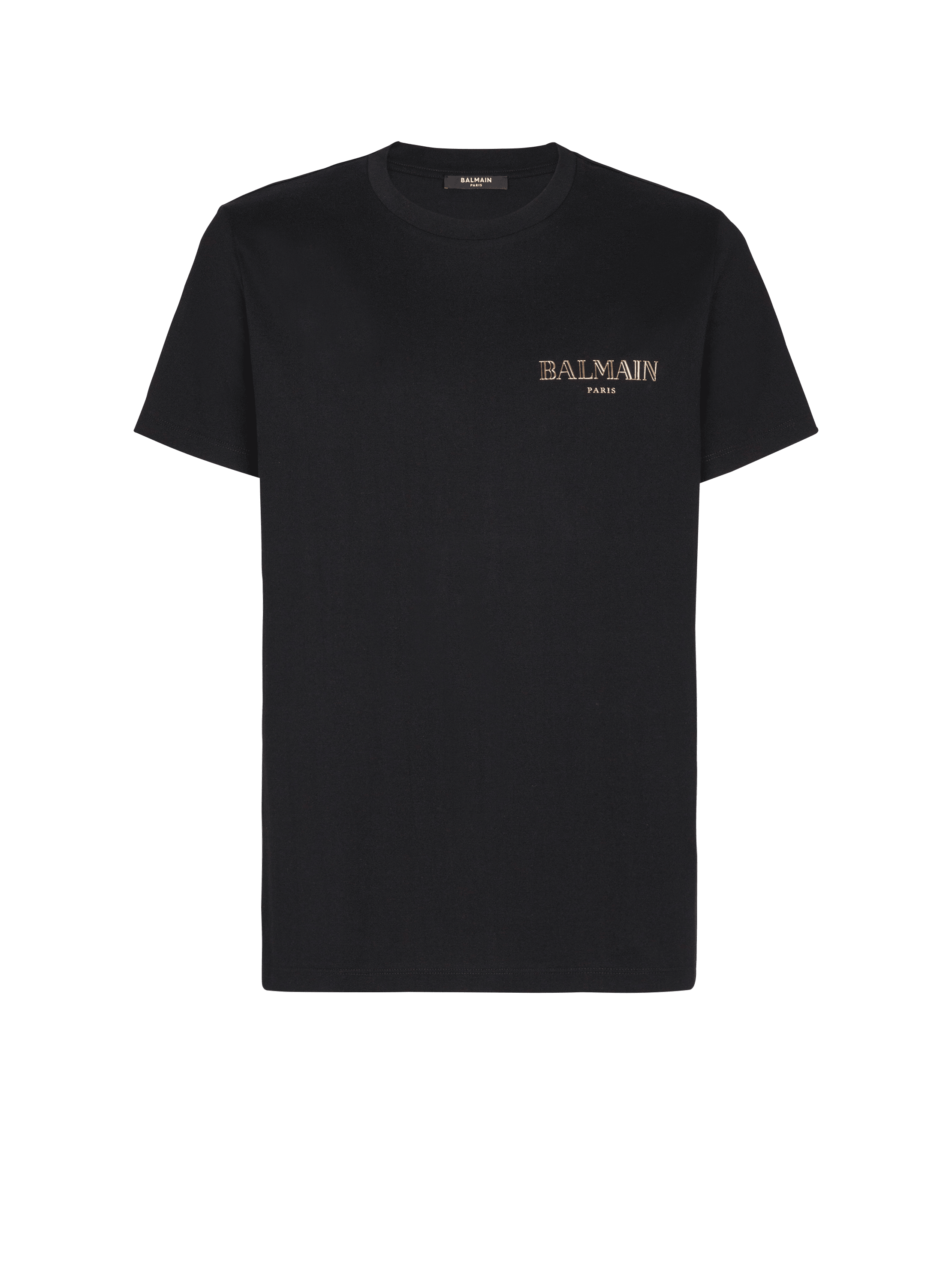 Balmain Men's Black - T-Shirt With Vintage Gel Logo