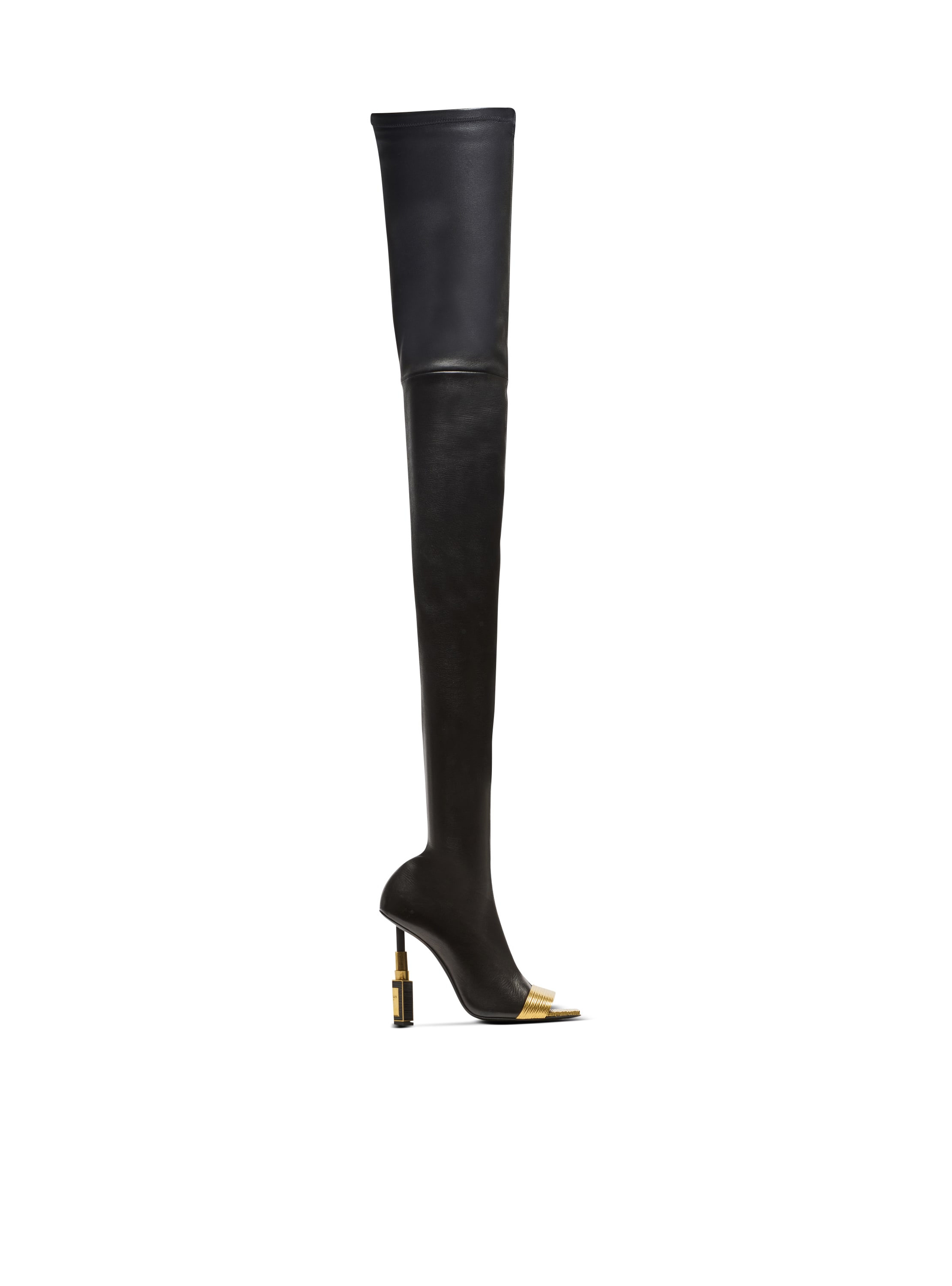 Balmain Lipstick Lambskin Thigh-high Boots In Black
