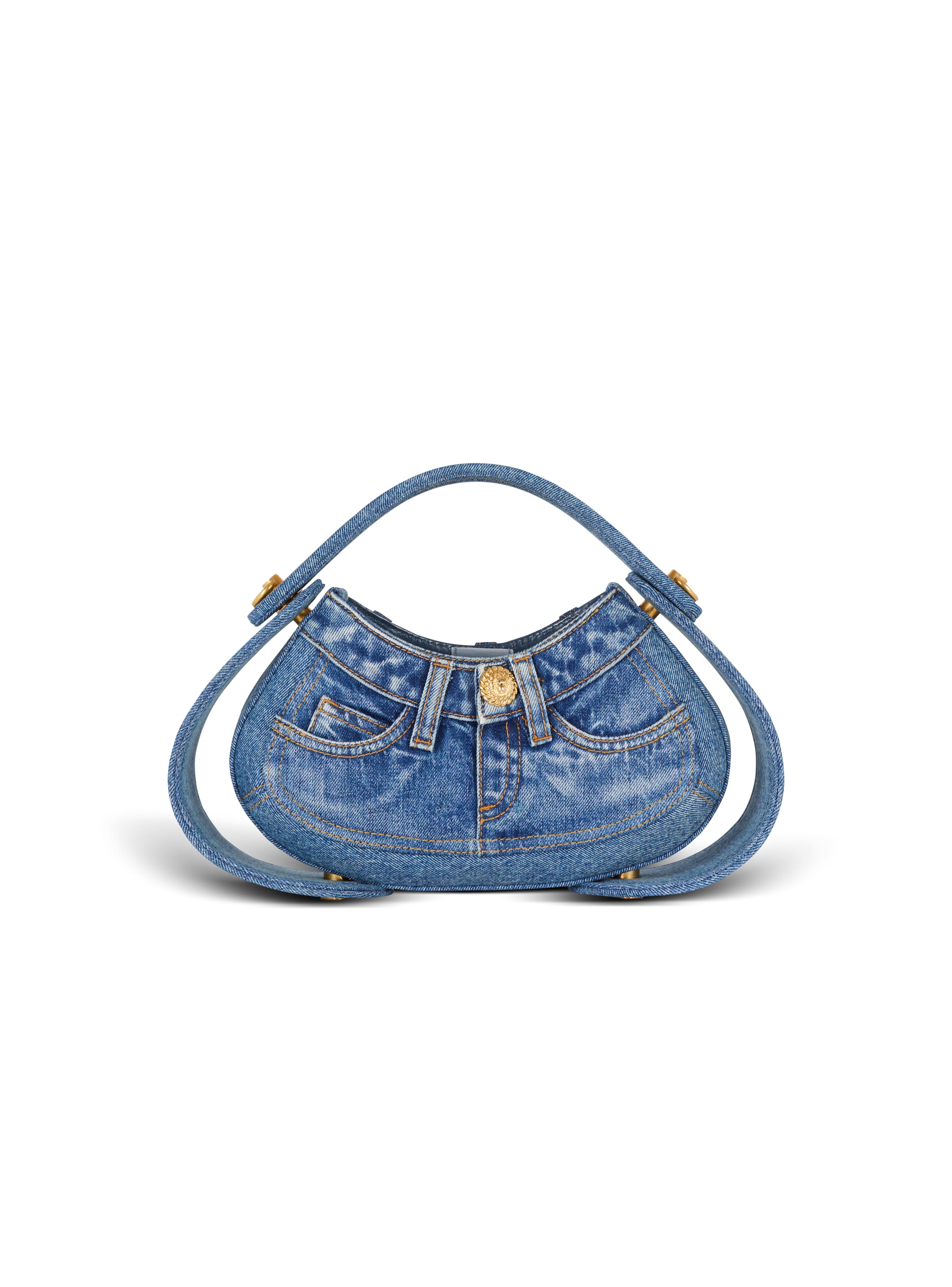 Balmain Medium Denim Jolie Madame Bag In Blue