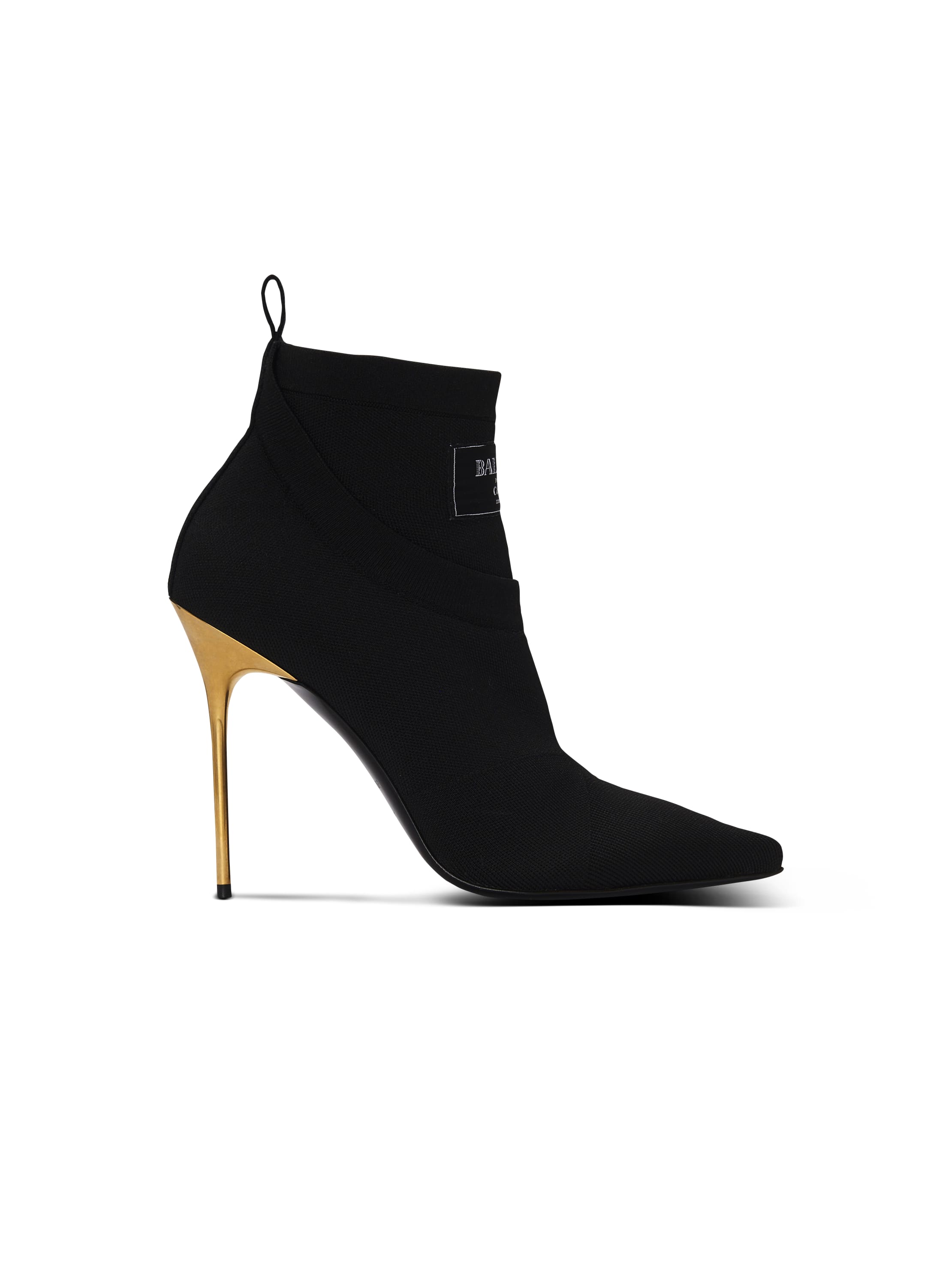 Balmain Crewneck Knit Ankle Boots In Black