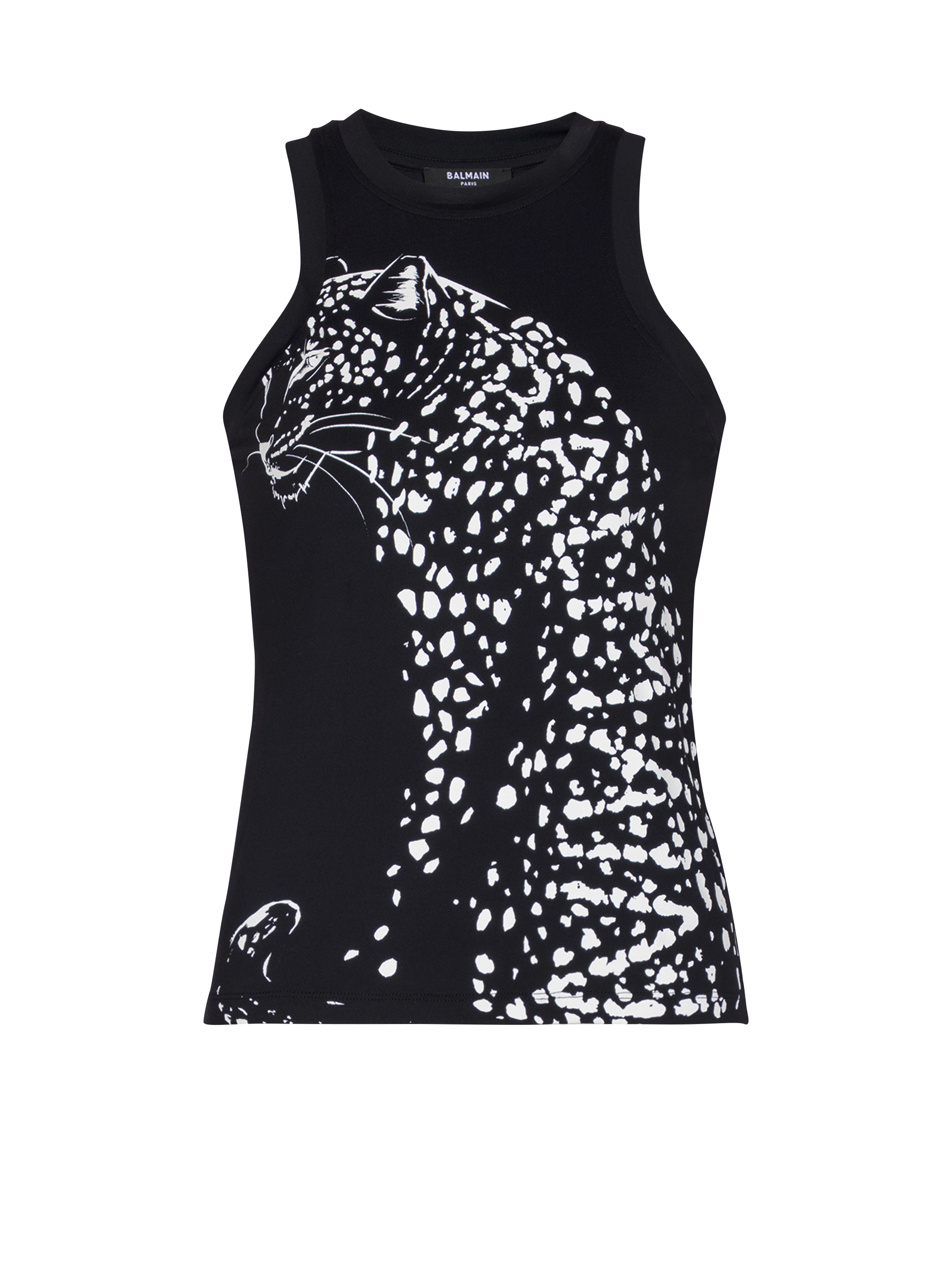 Balmain Women's Black - Leopard Print Tank Top