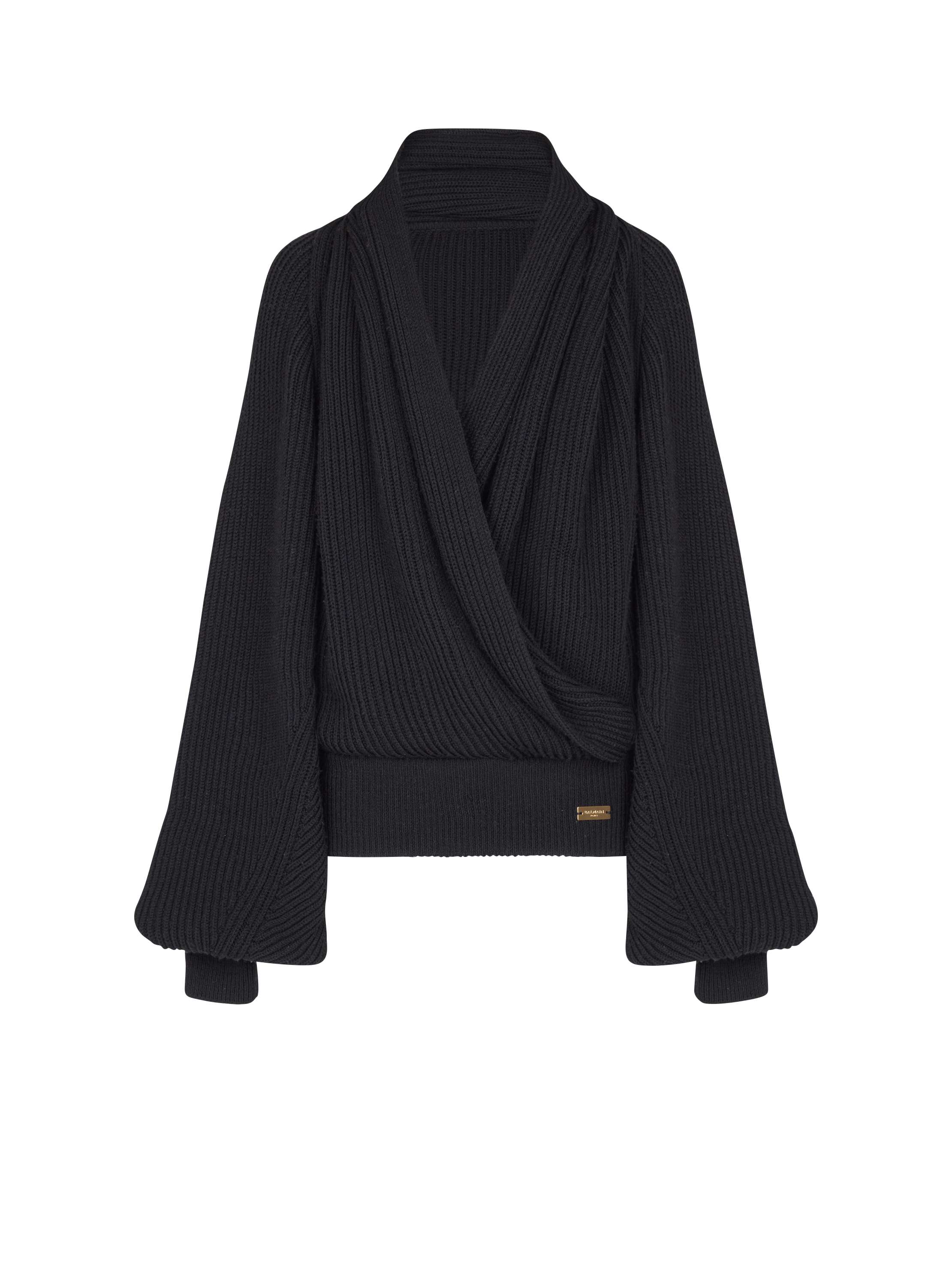 Balmain Oversized Knit Hoodie In Black