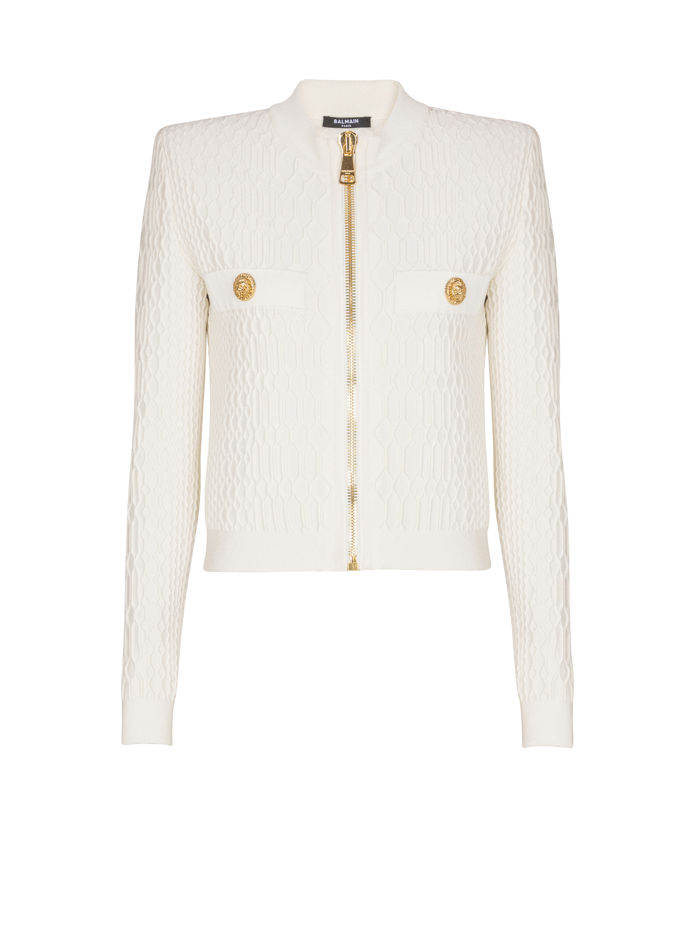 Balmain Women's Beige - Crocodile Knit Jacket