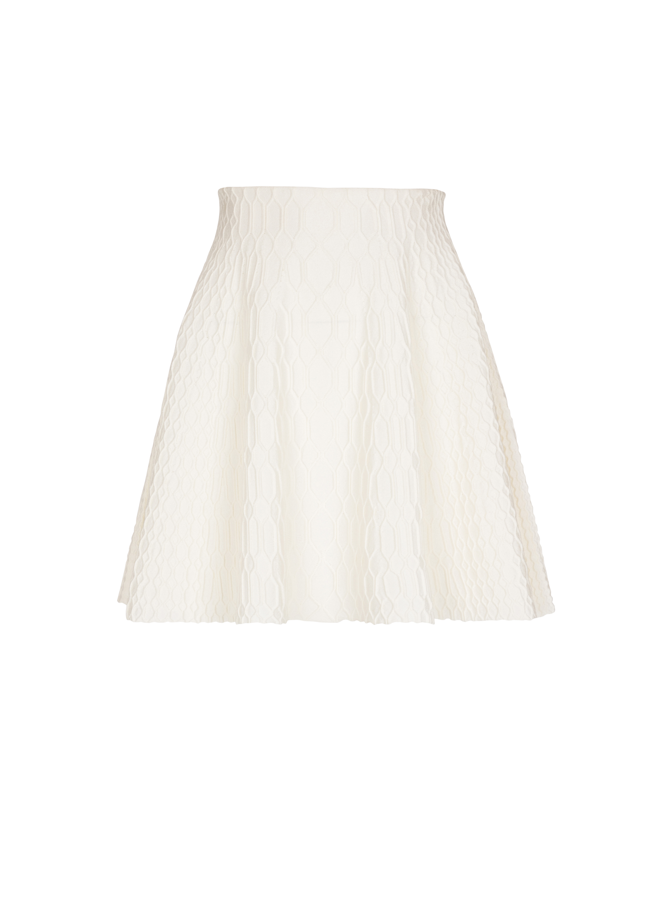 Balmain Women's White - Flared Crocodile-Knit Skirt