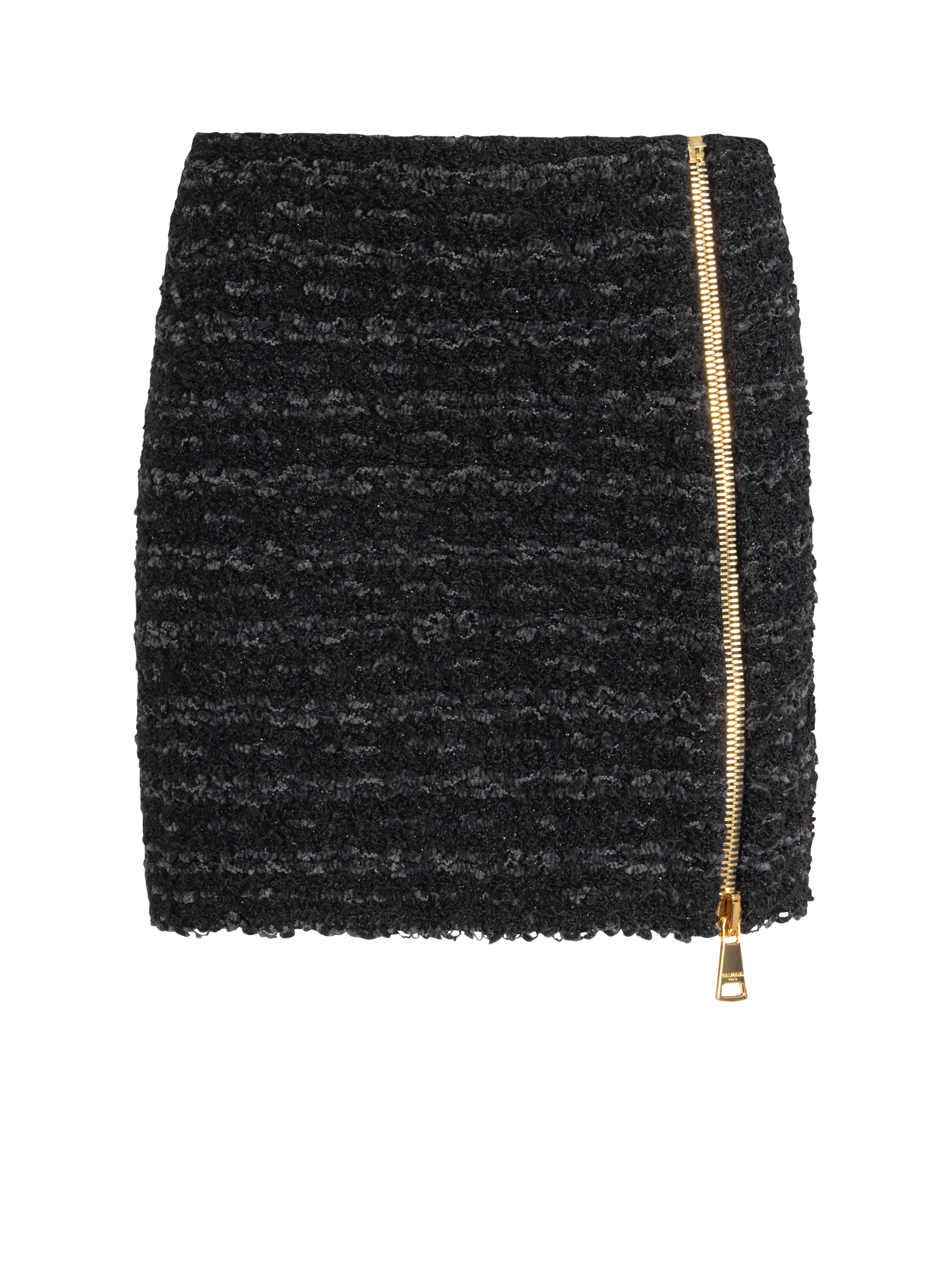 Balmain Women's Black - Short Zipped Tweed Skirt