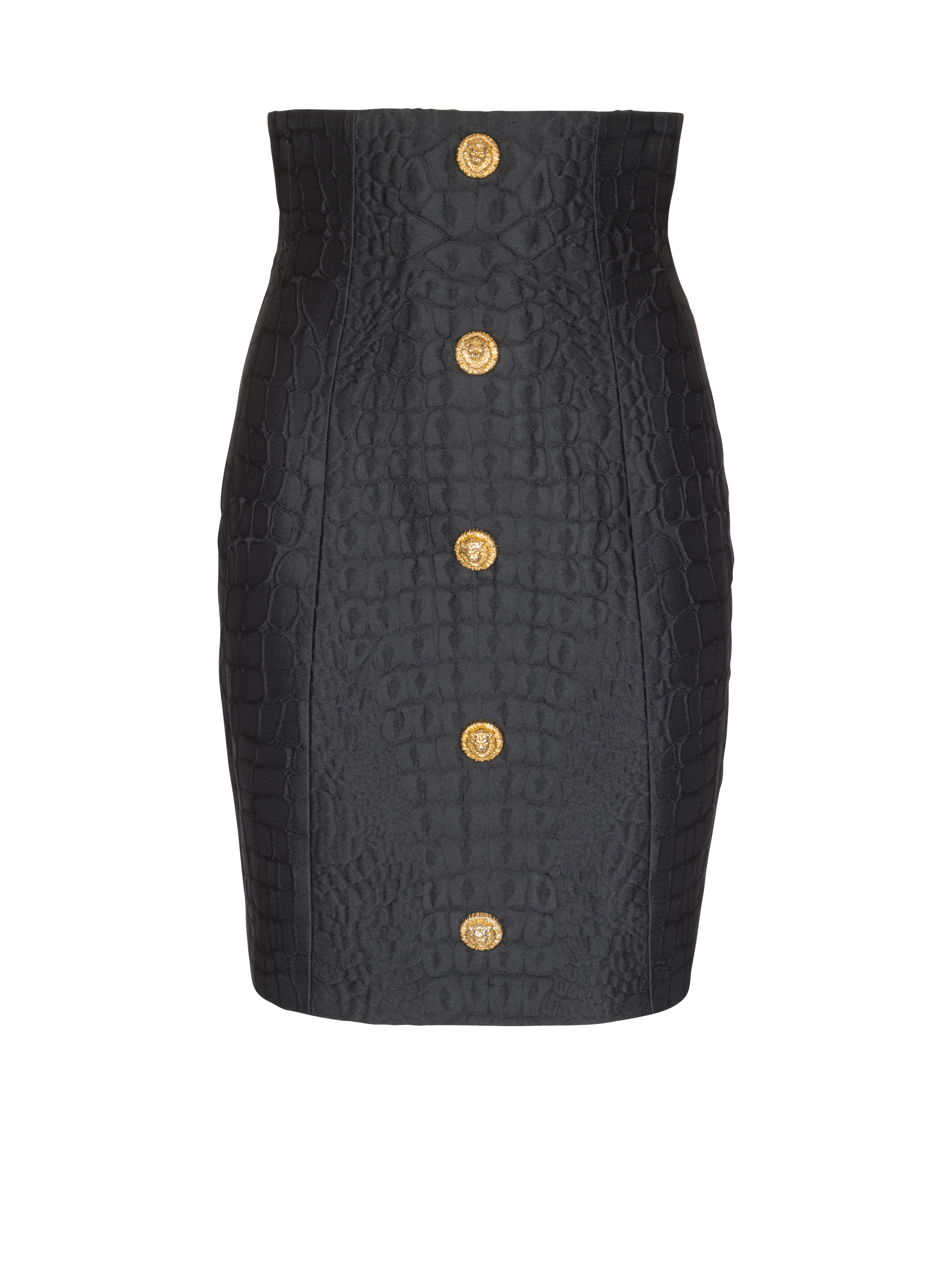Balmain Women's Black - Crocodile-Look Pencil Skirt