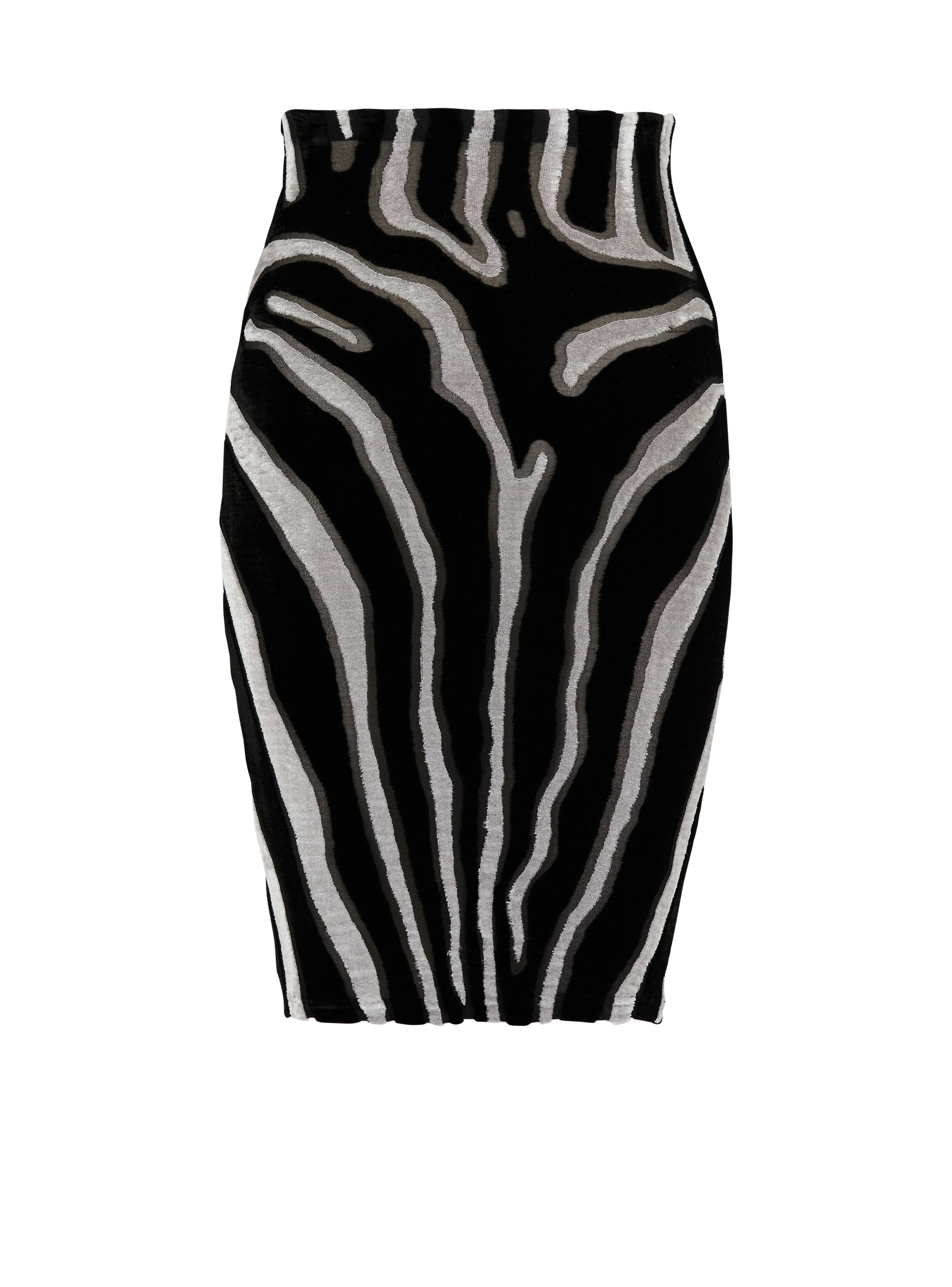 Balmain Women's Black - Zebra-Print Velvet Pencil Skirt