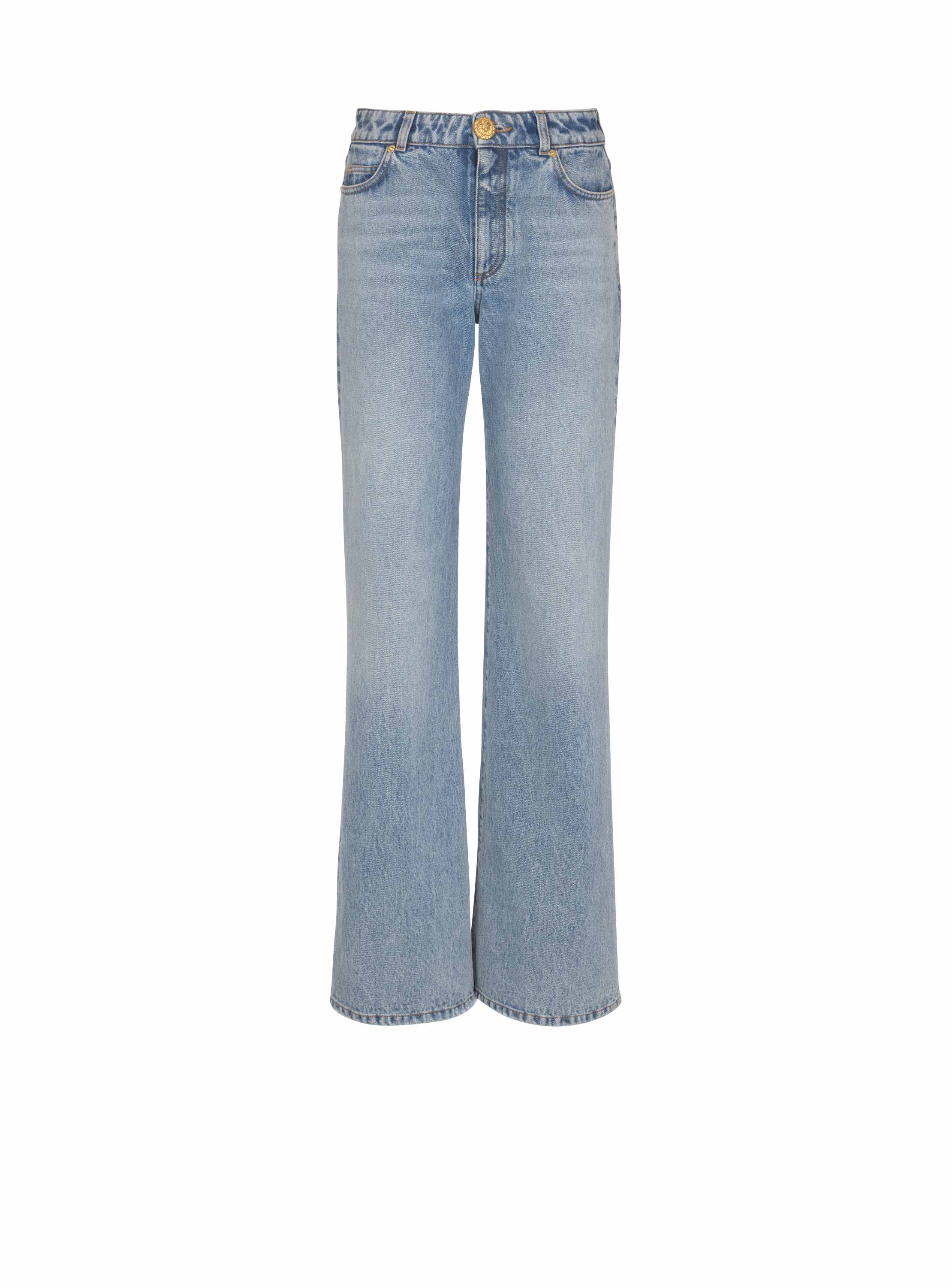 Balmain Straight-leg Faded Denim Jeans In Blue