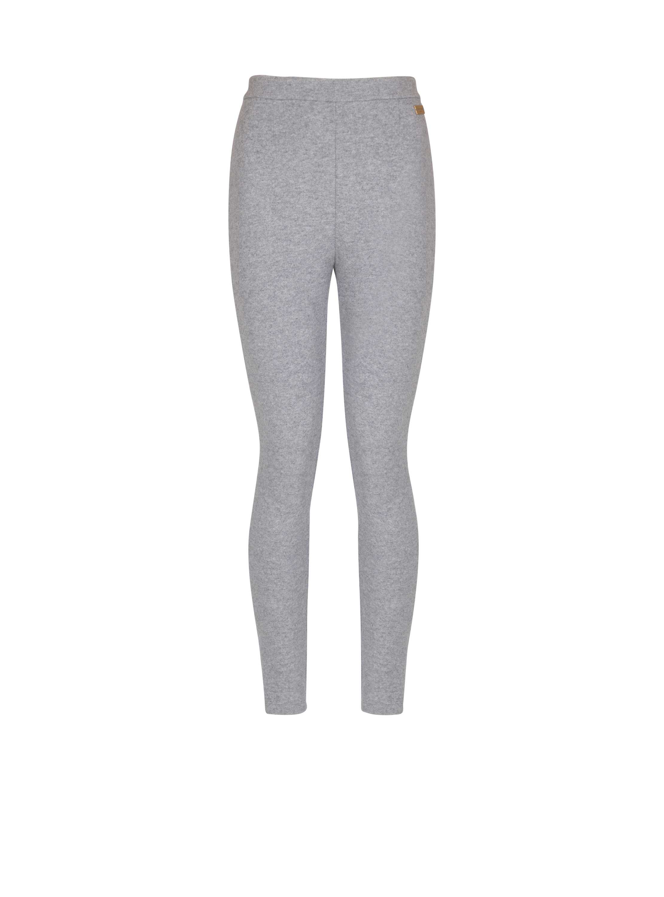 Balmain Cotton Knit Leggings In Gray