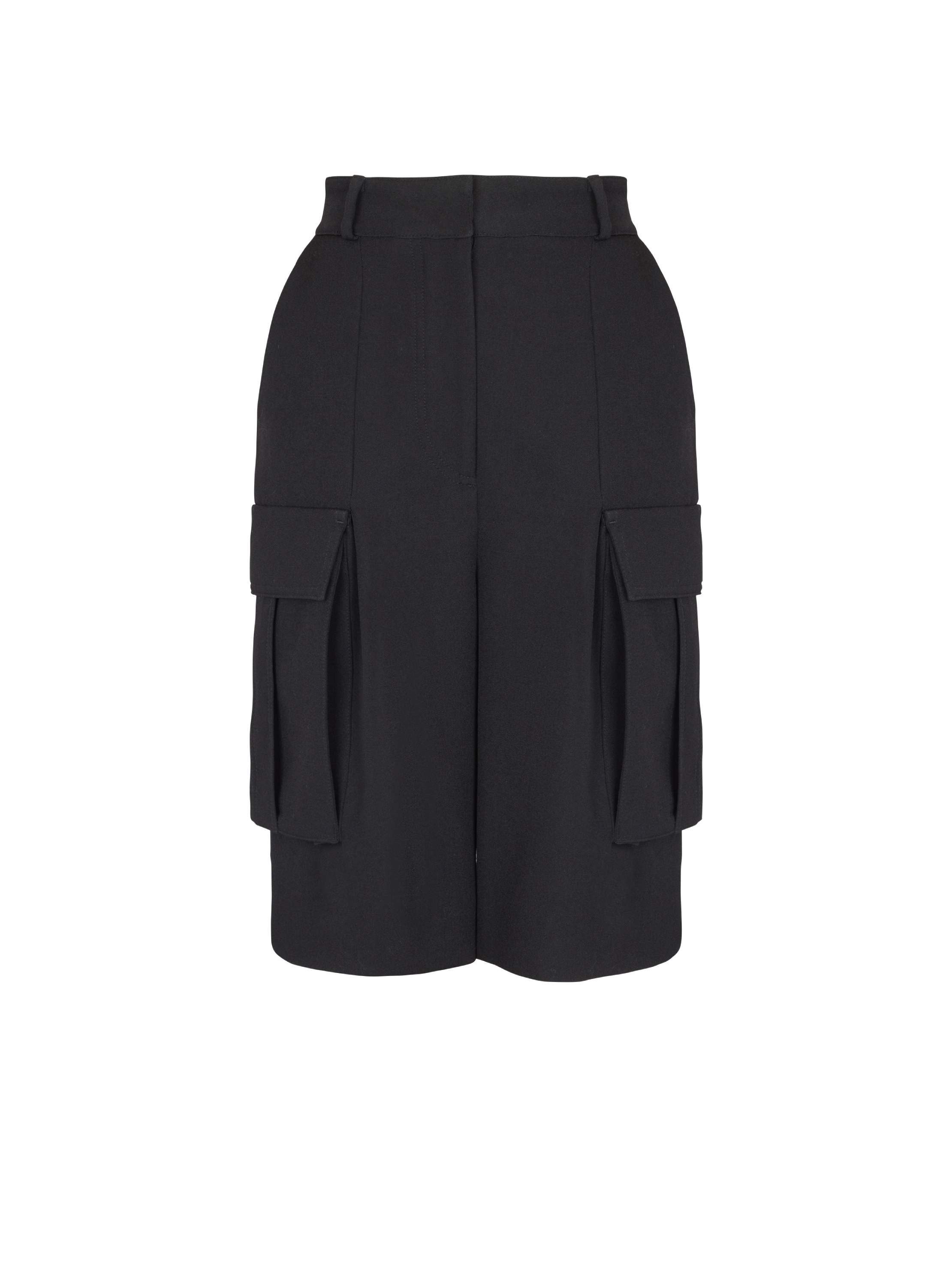 Balmain Bermuda Shorts In Grain De Poudre Wool In Black