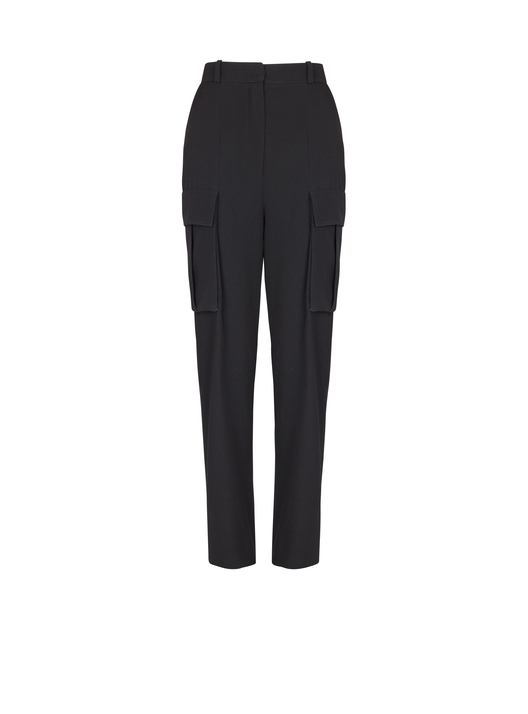 Balmain Women's Black - Cargo Pants In Grain De Poudre Wool