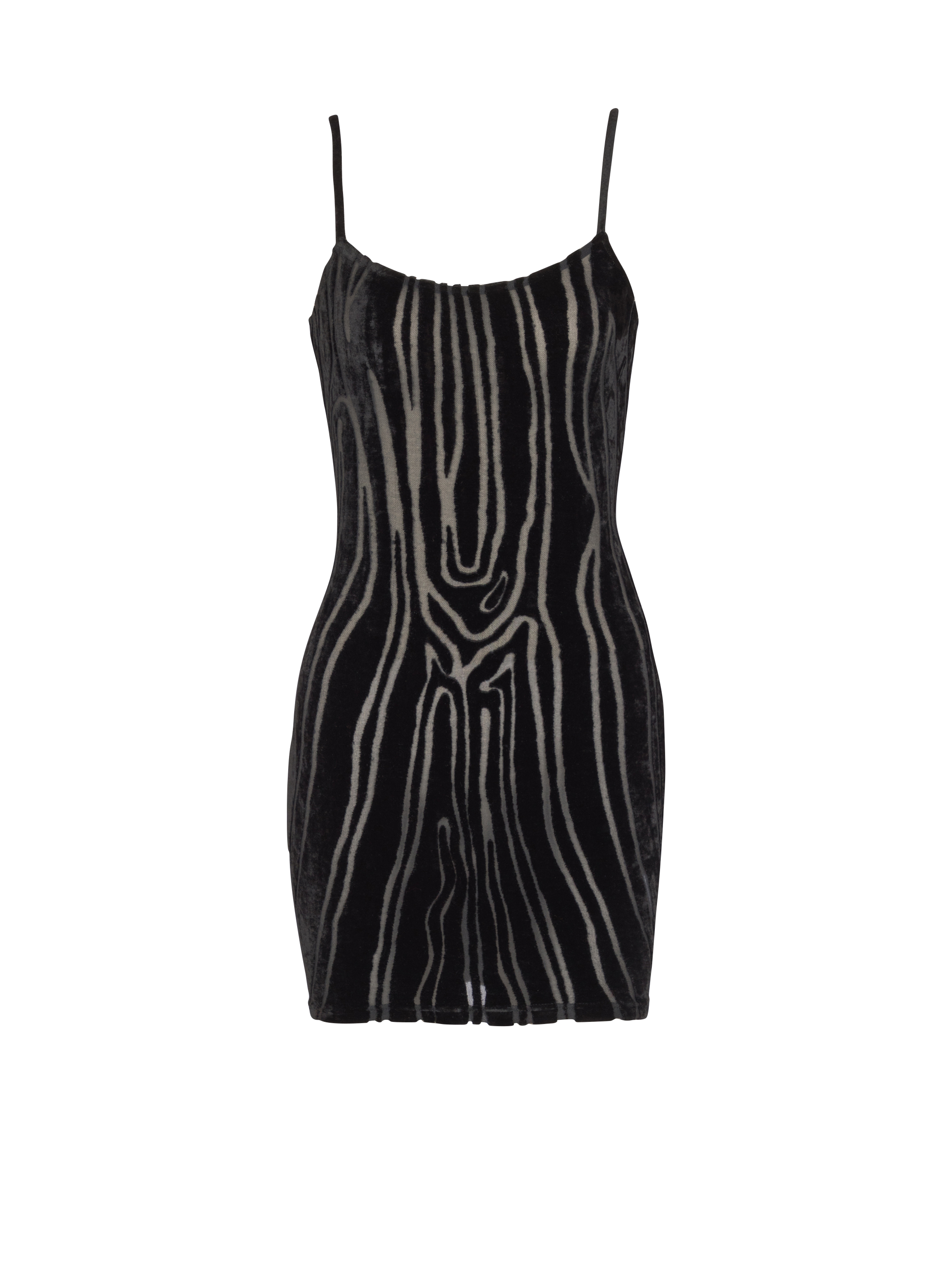 Balmain Women's Black - Short Strappy Dress In Zebra-Print Velvet