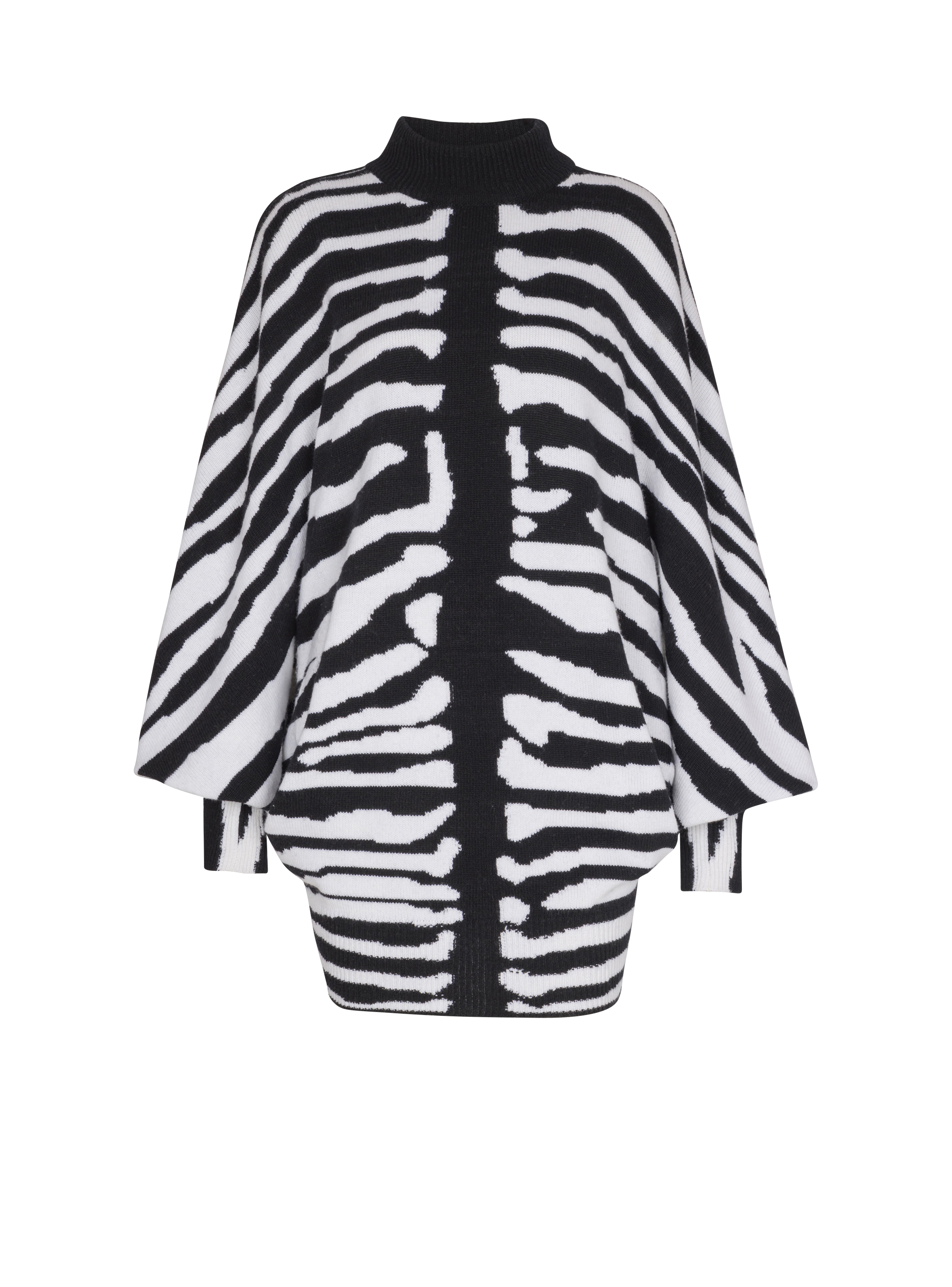 Balmain Women's Black - Knit Dress With Zebra Intarsia