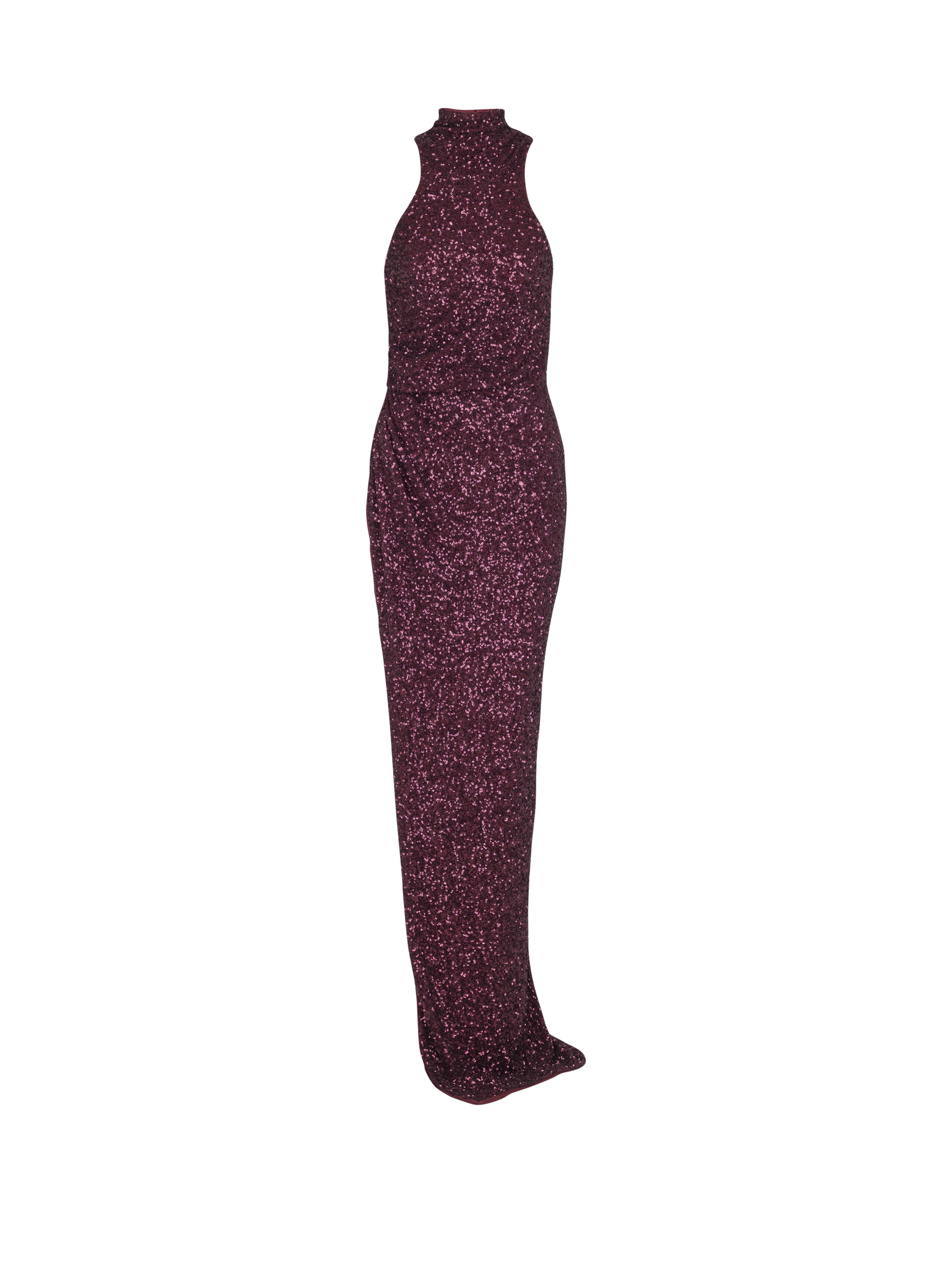 Balmain Women's Purple - Long Sleeveless Sequin Dress