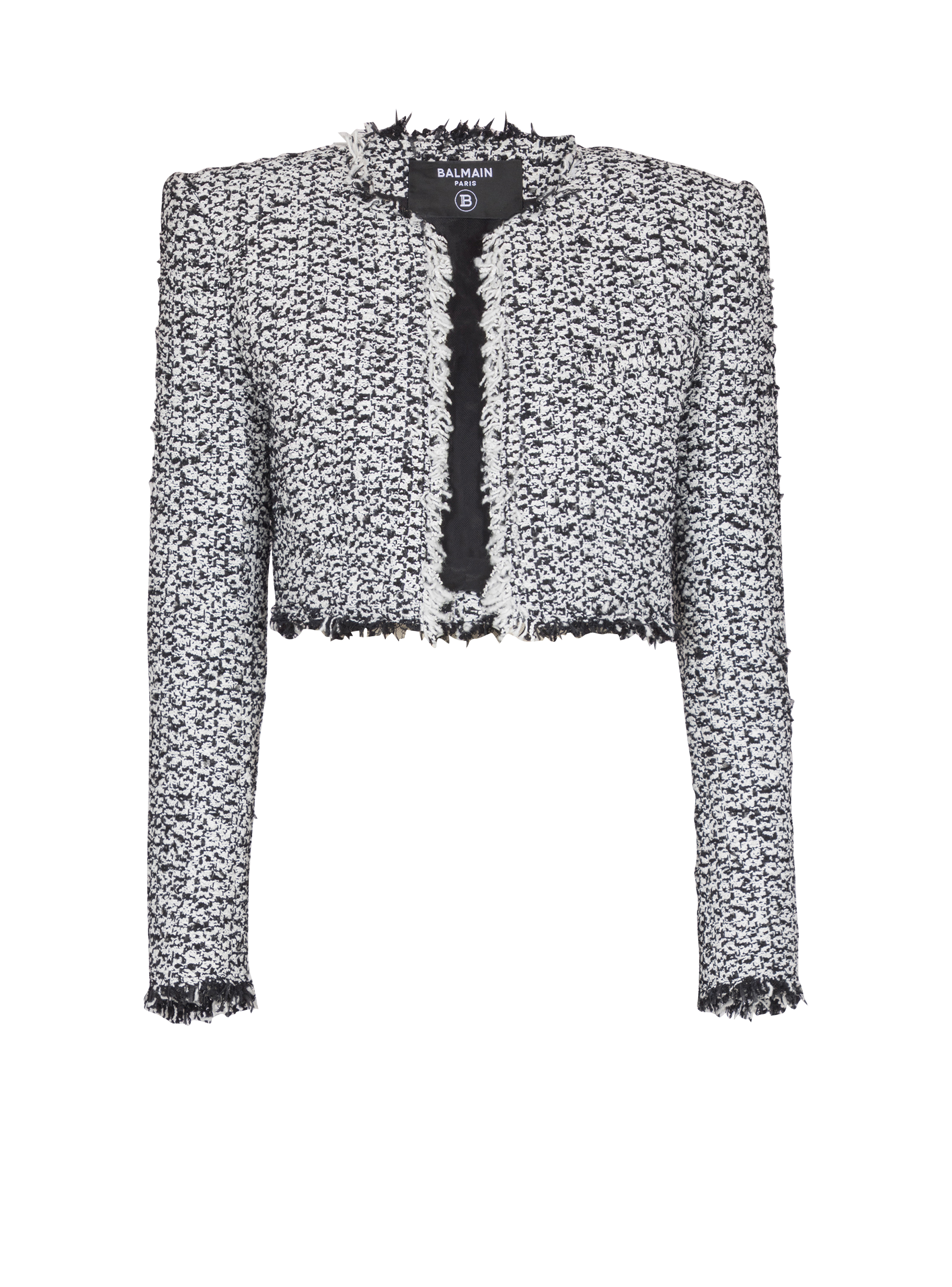 Balmain Women's Black - Cropped Tweed Jacket