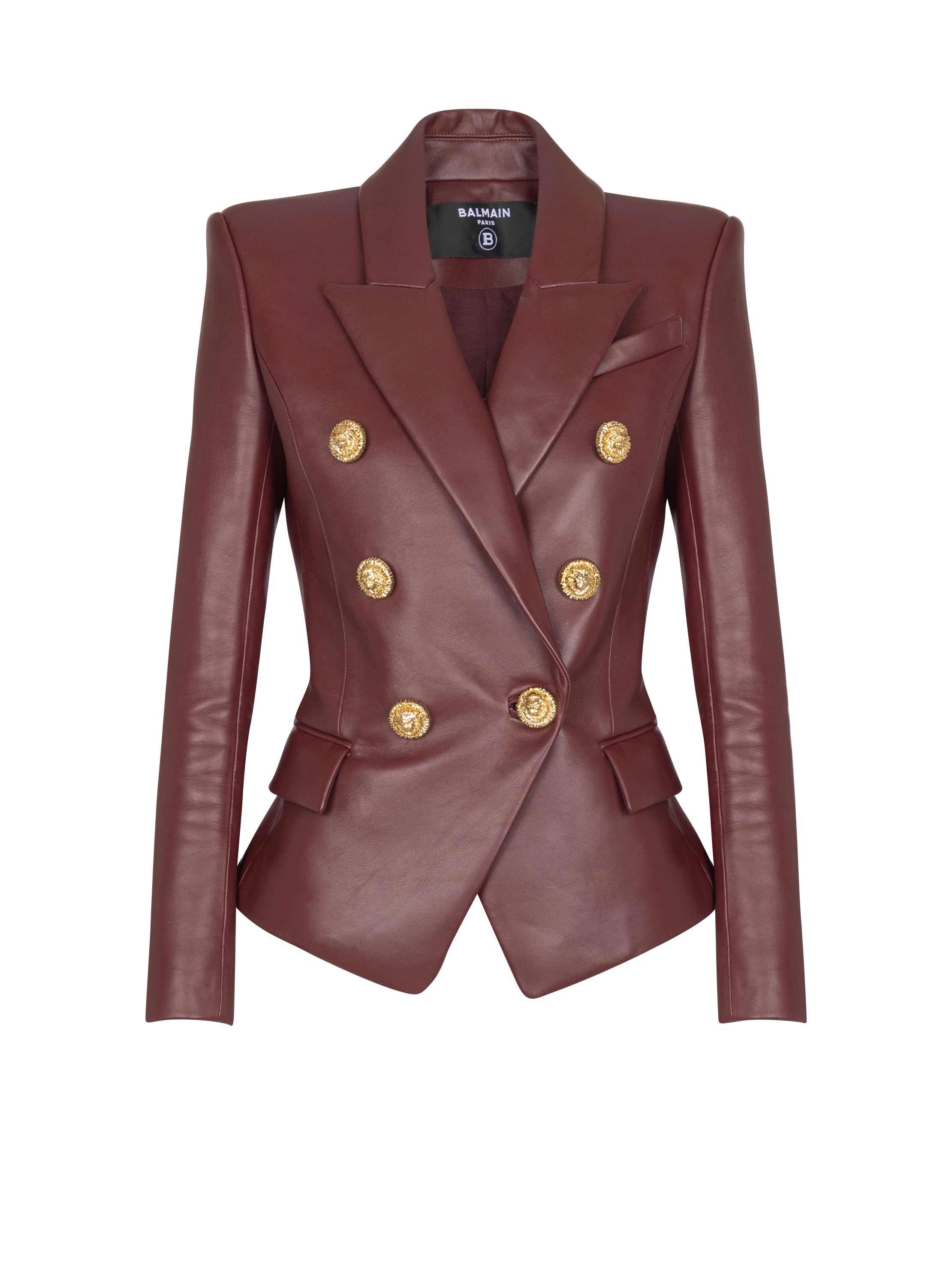 Balmain Women's Burgundy - 6-Buttons Lambskin Jacket