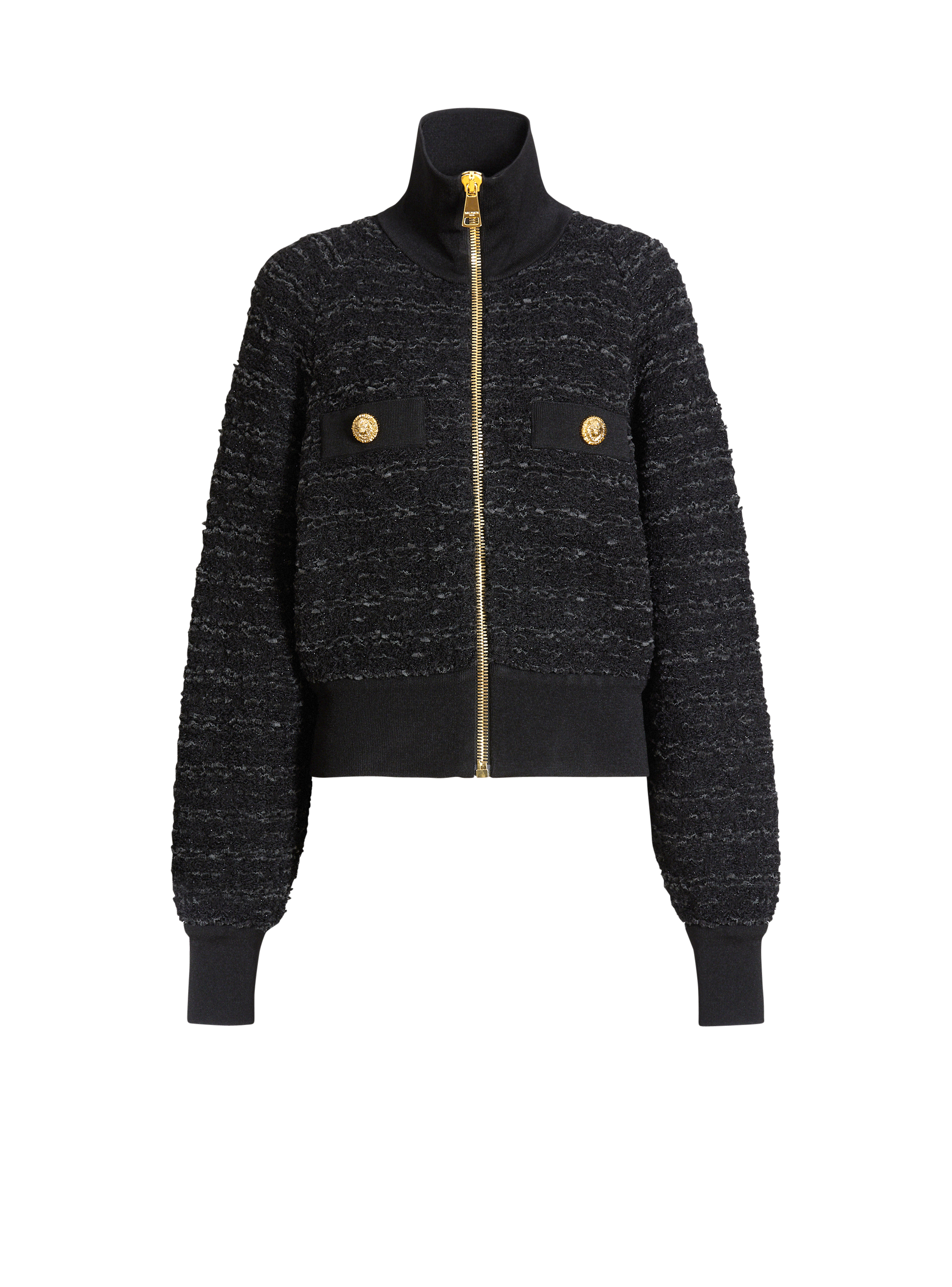 Balmain Women's Black - Tweed Bomber Jacket