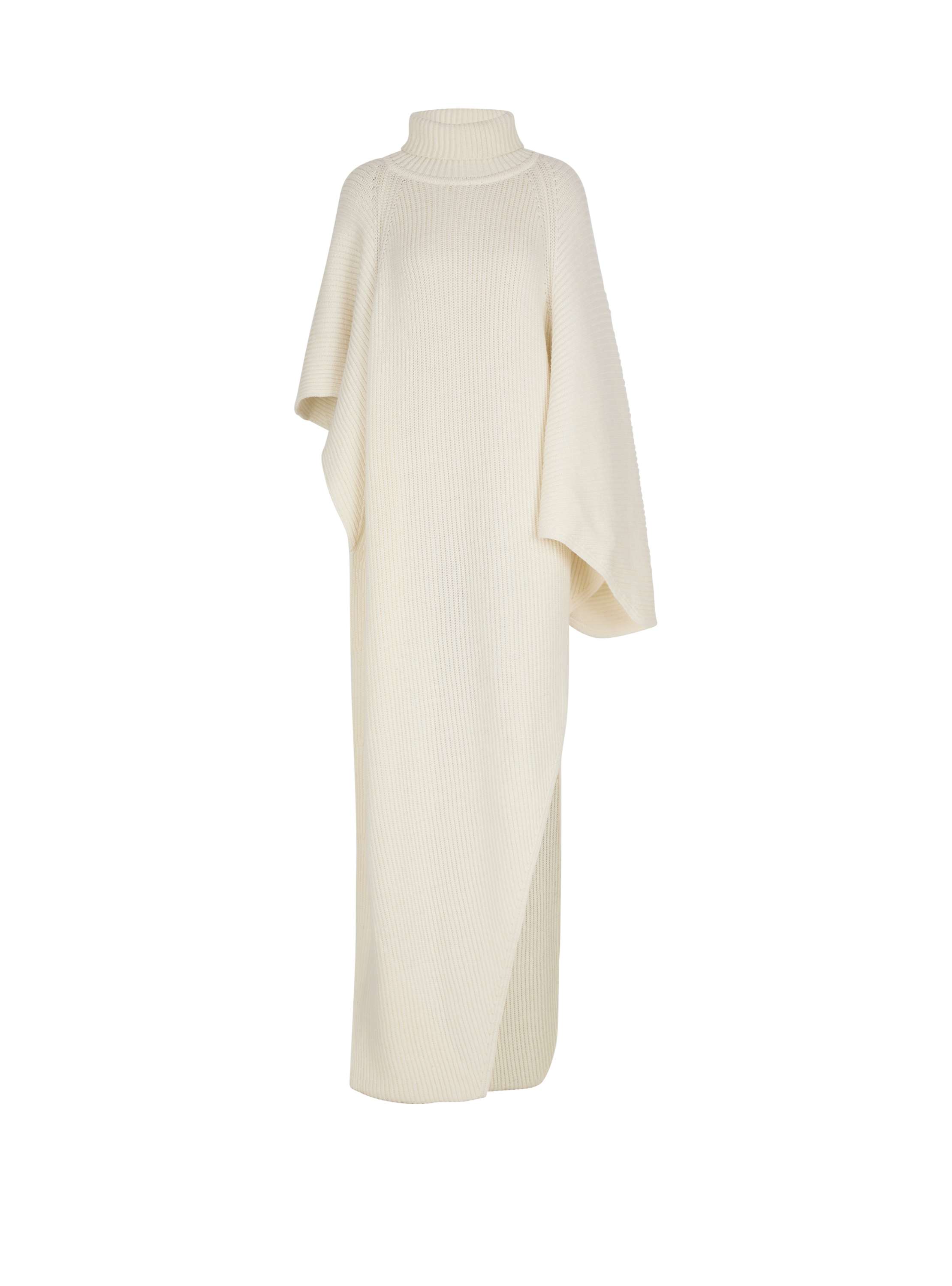 Balmain Asymmetric Knit Cape In White