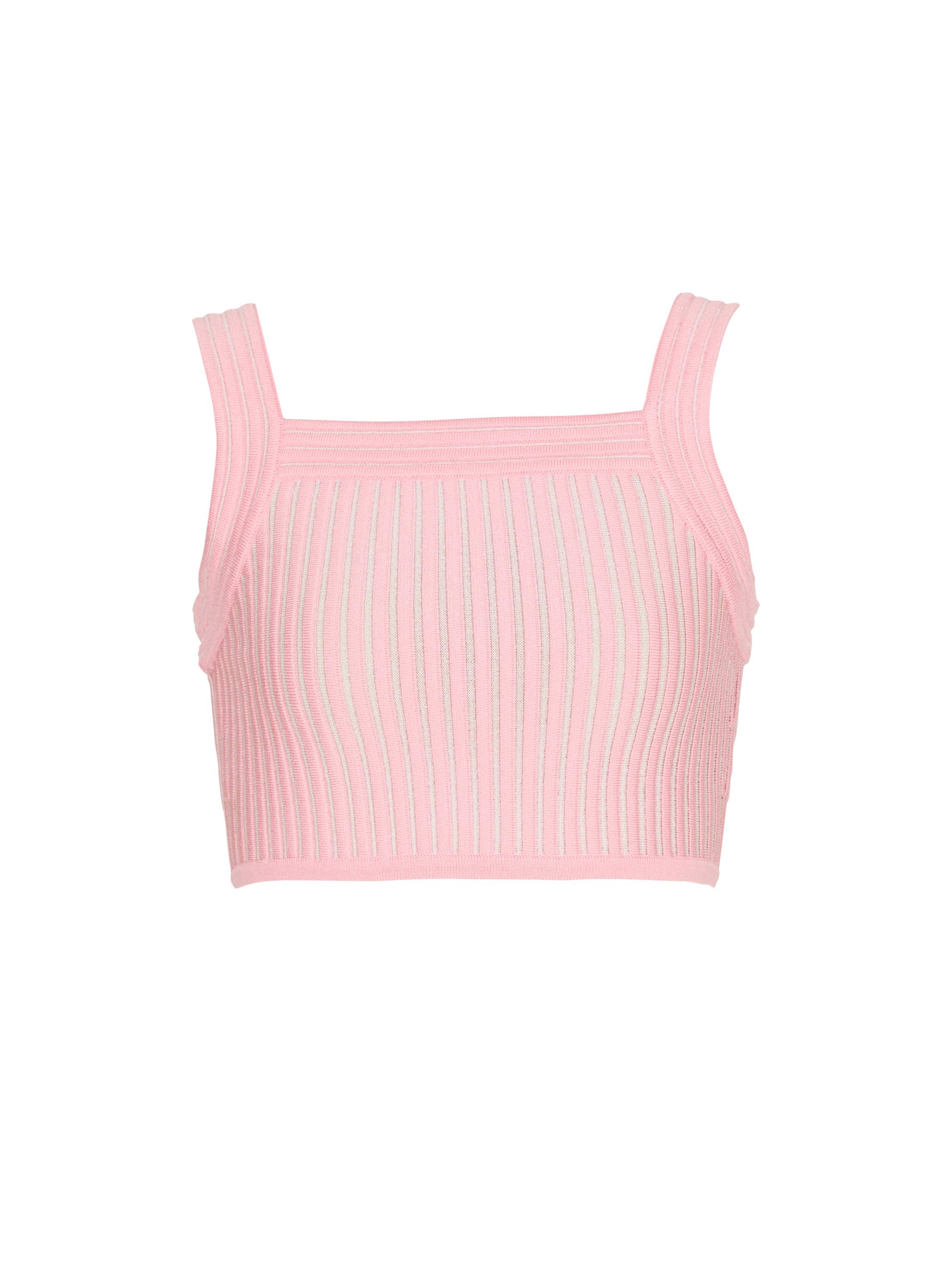 Balmain Textured Knit Top In Pink