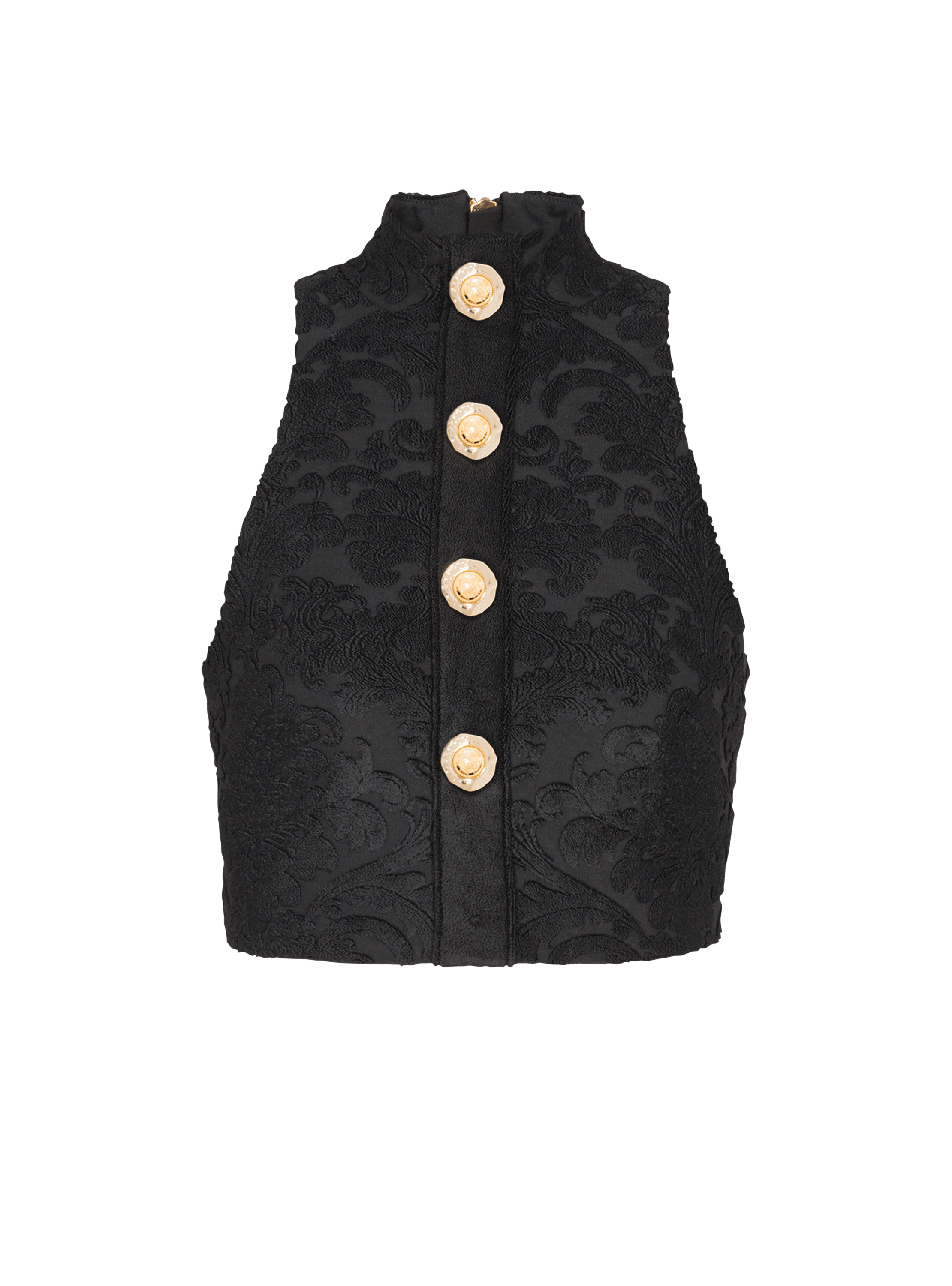 Balmain Women's Black - Baroque Pattern Buttoned Top