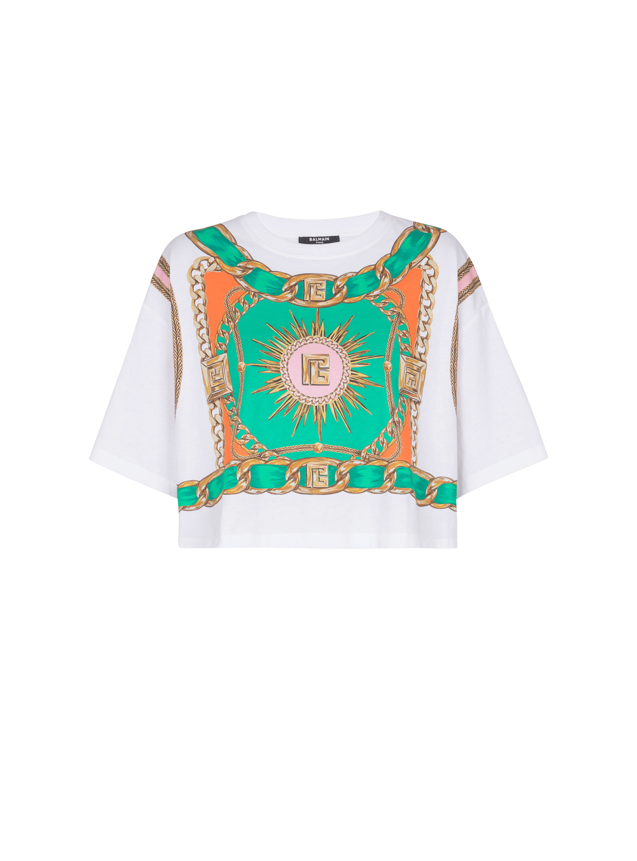 Balmain Women's Multicolor - Cropped T-Shirt With Foulard Print