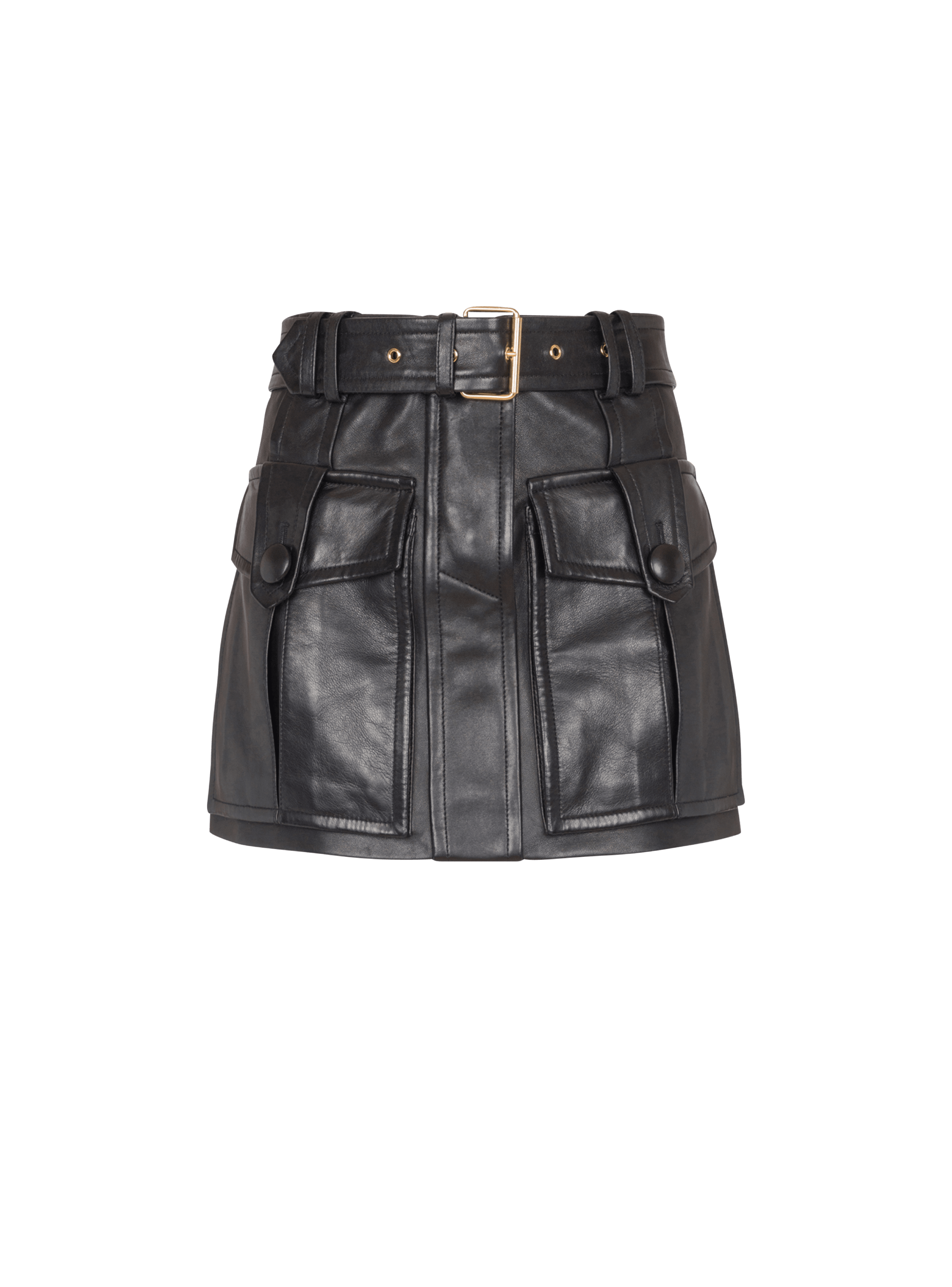 Balmain Women's Black - Short Lambskin Skirt