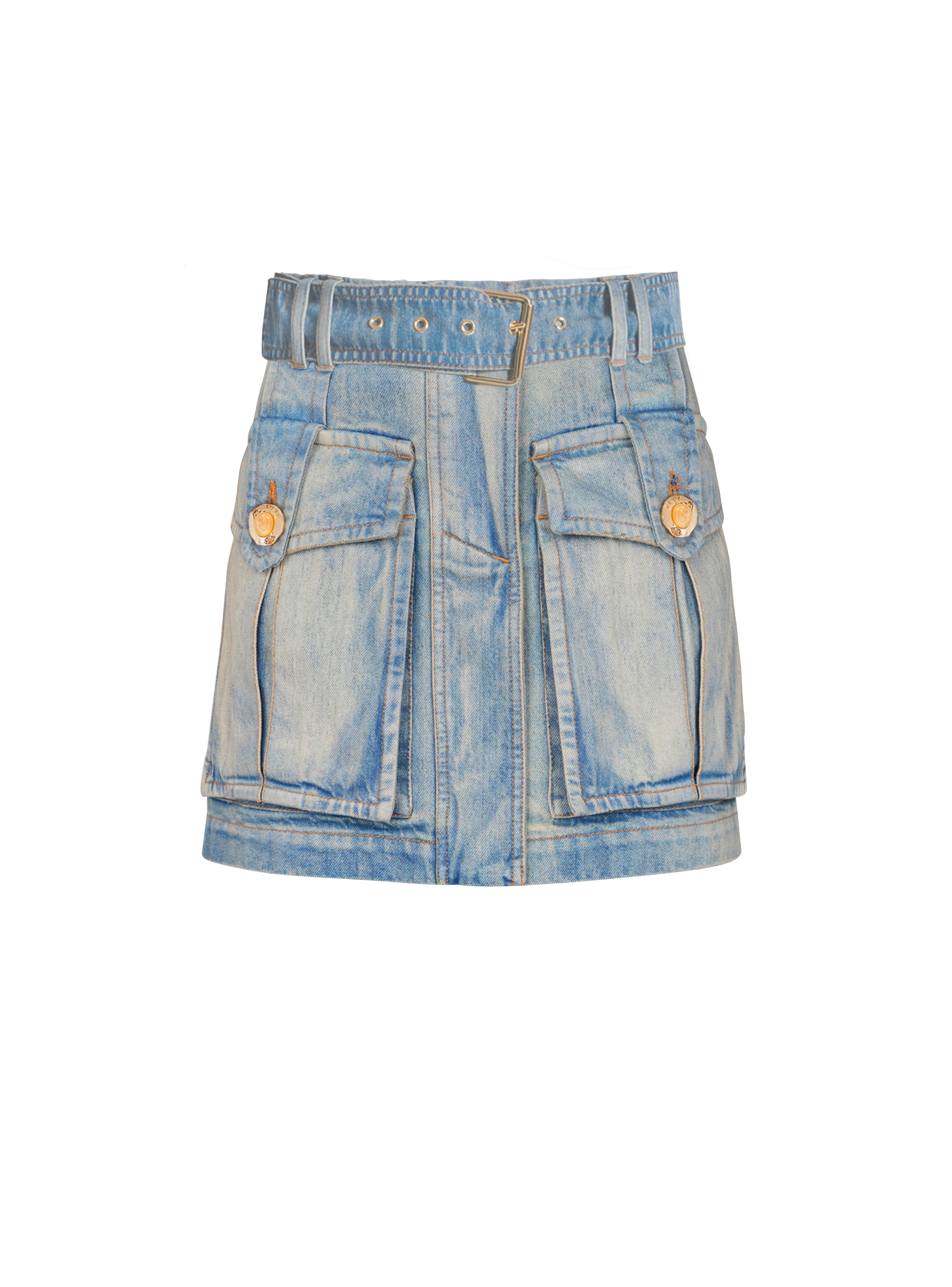 Balmain Women's Blue - Denim Skirt With Pockets