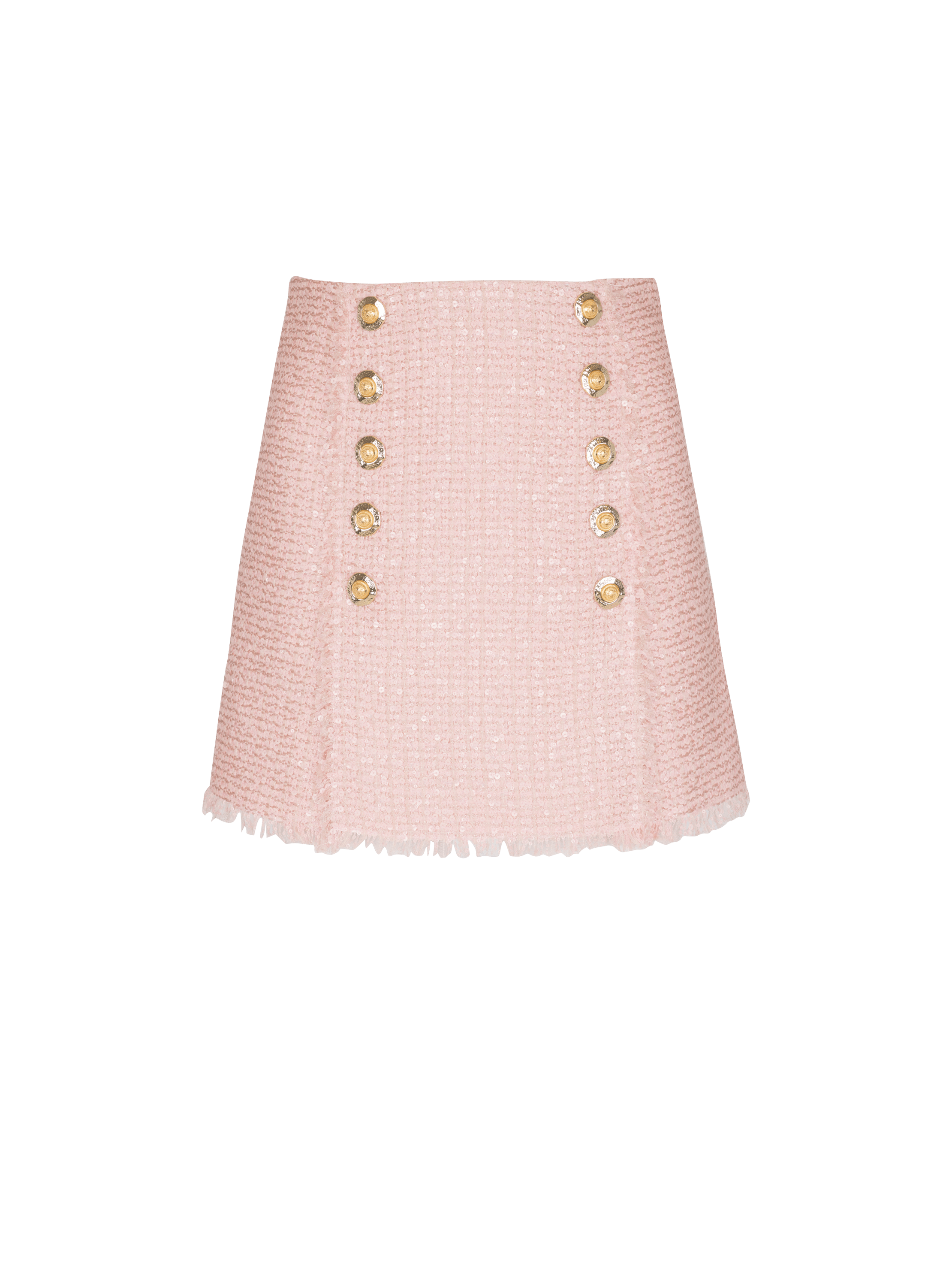 Balmain Women's Pink - Short Sequinned Tweed Skirt