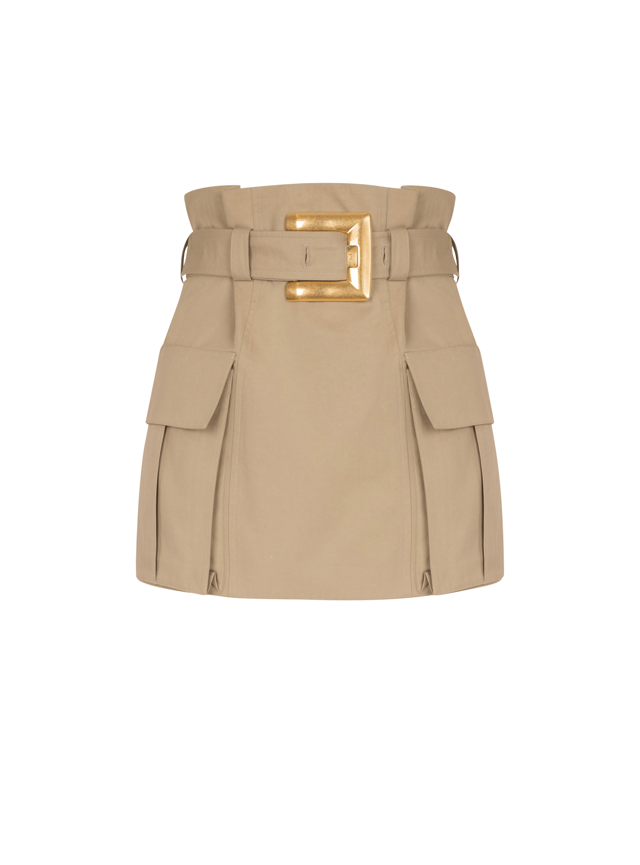 Balmain Women's Beige - High-Waisted Gabardine Skirt