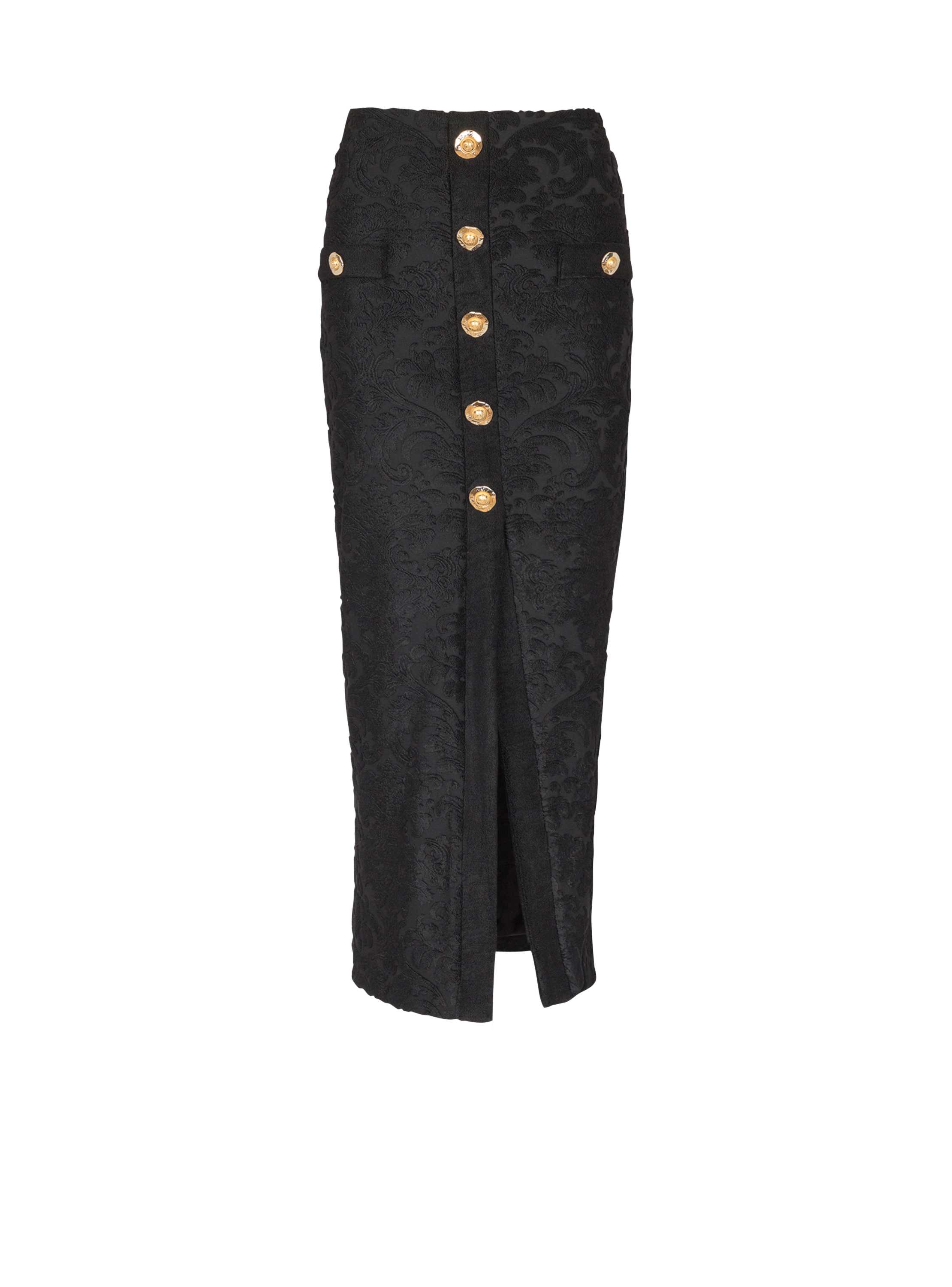 Balmain Baroque Pattern Midi Skirt In Black