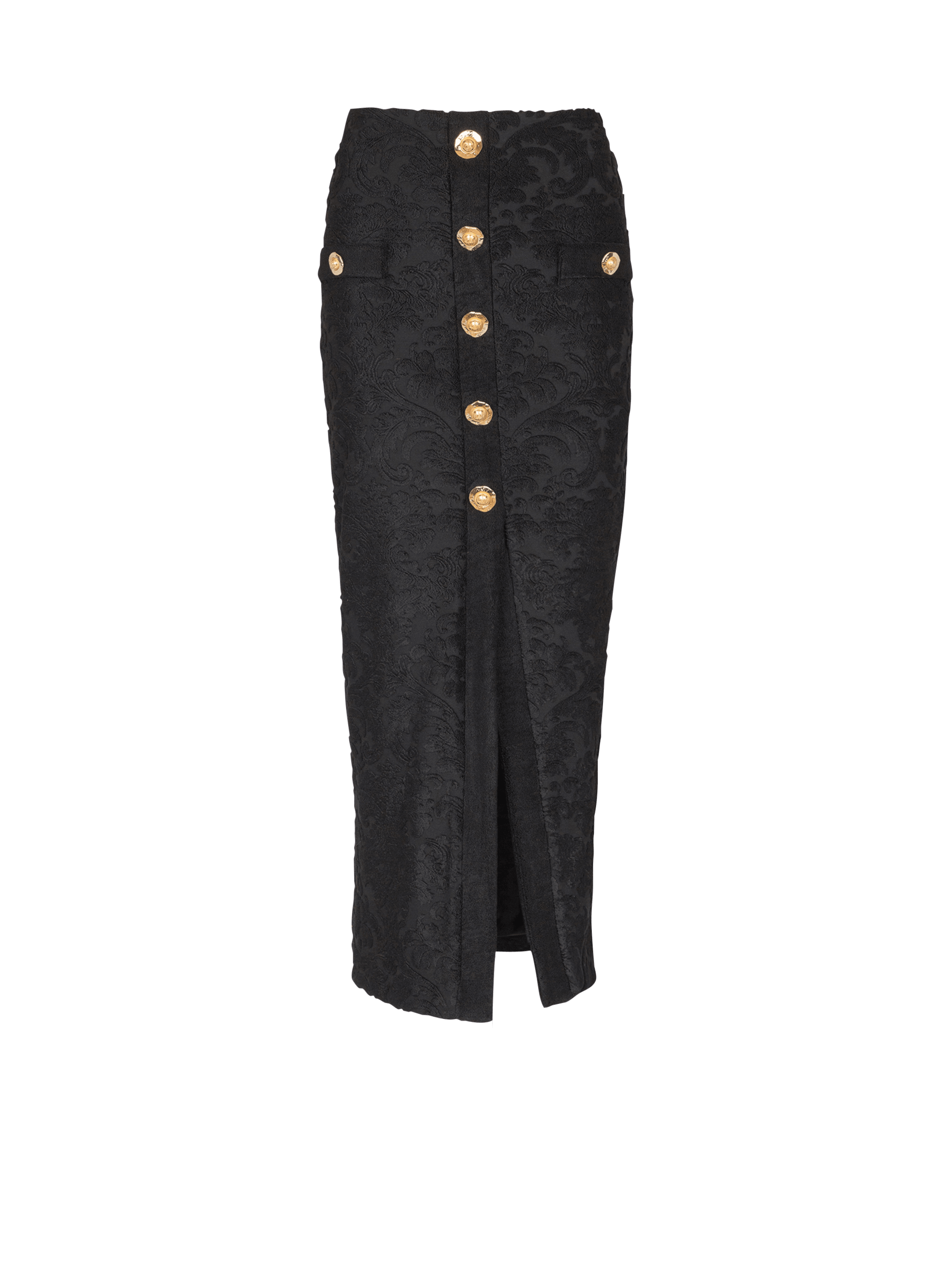 Balmain Women's Black - Baroque Pattern Midi Skirt